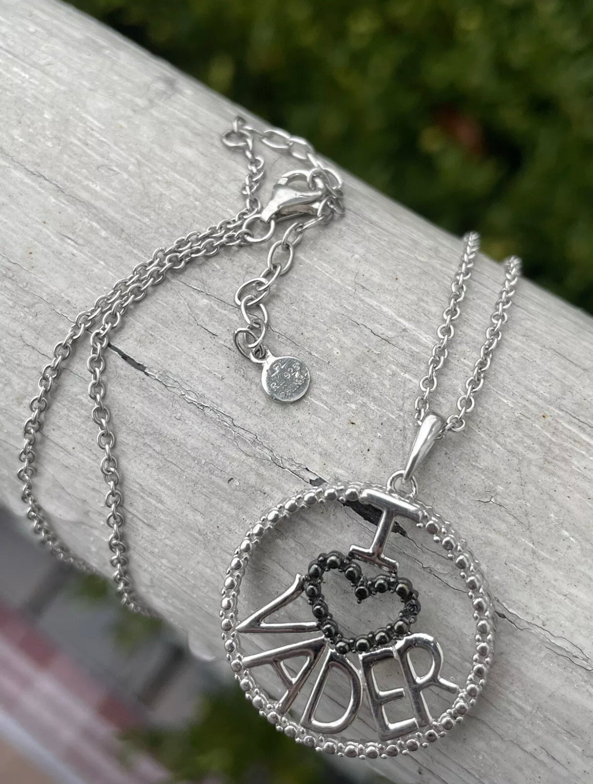 925 Sterling Silver Star Wars I Love Darth Vader Necklace