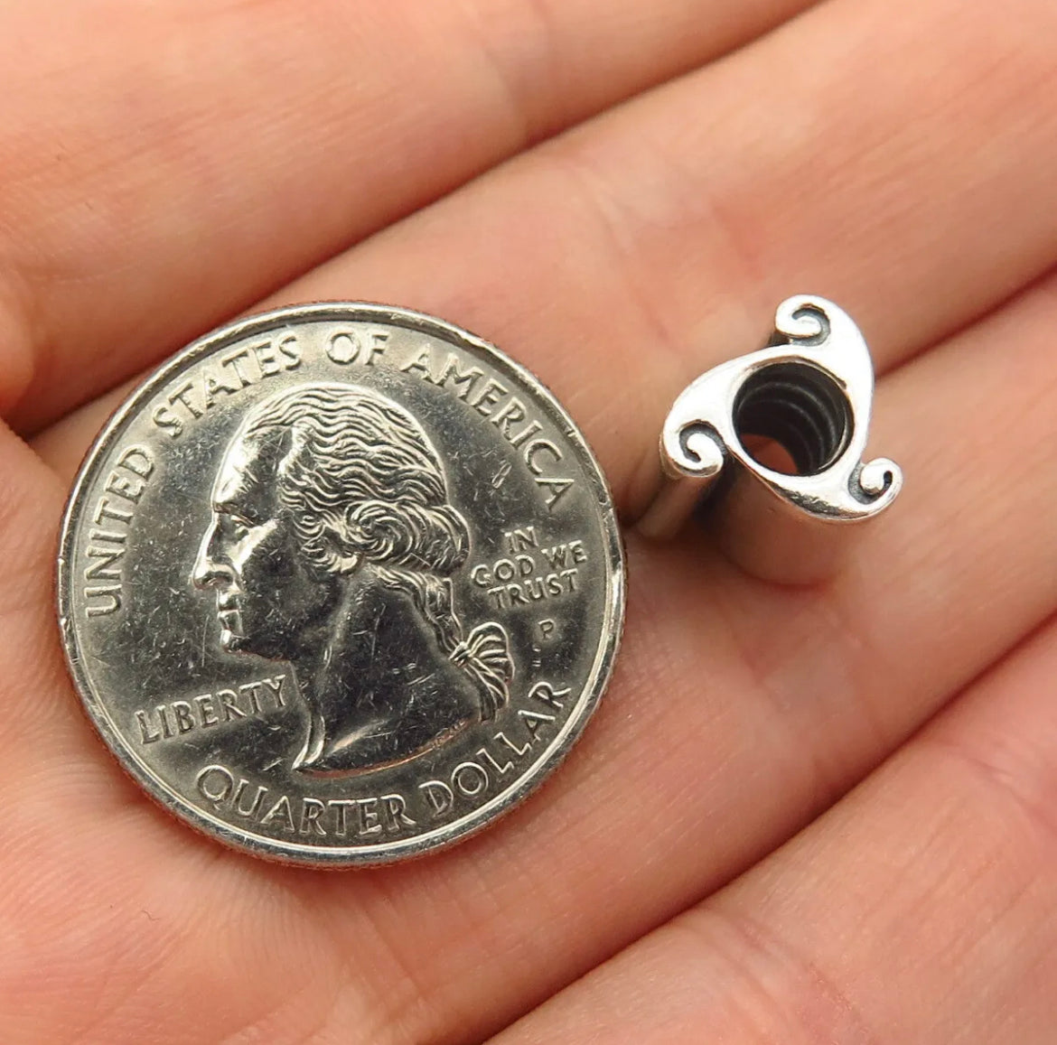 Retired Pandora Sterling Silver Good Luck Scroll Bead 790514