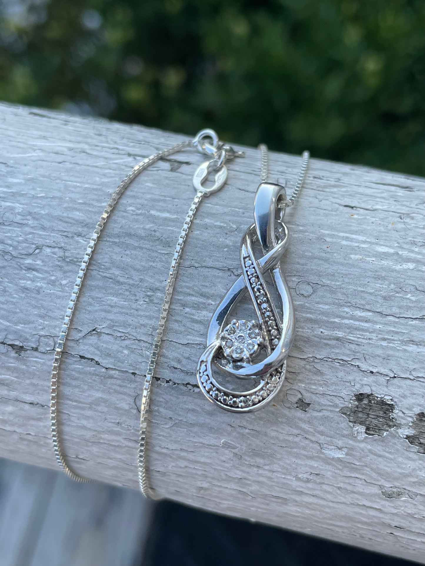 925 Sterling Silver Infinity Diamond Necklace