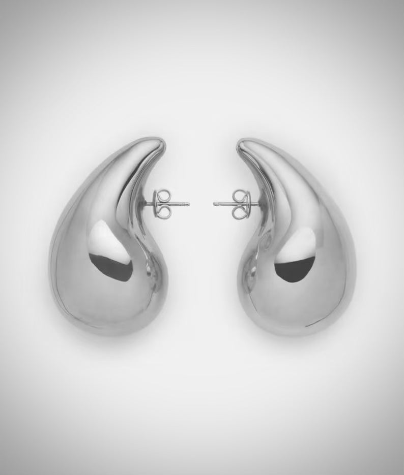 Bottega Drop Earrings Stainless Steel 3cm Chunky Dome Hoop