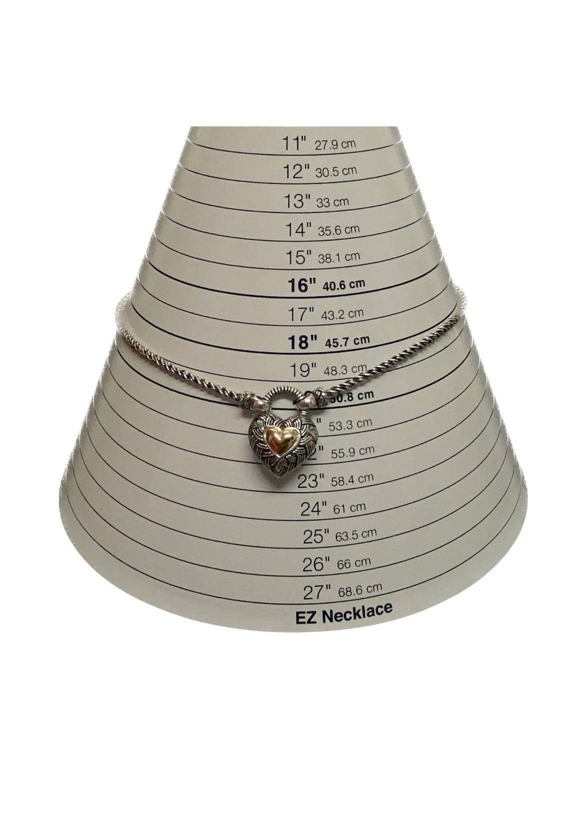 Andrea Candela CJI 925 & 14k Classic Cable Two-tone Heart Necklace