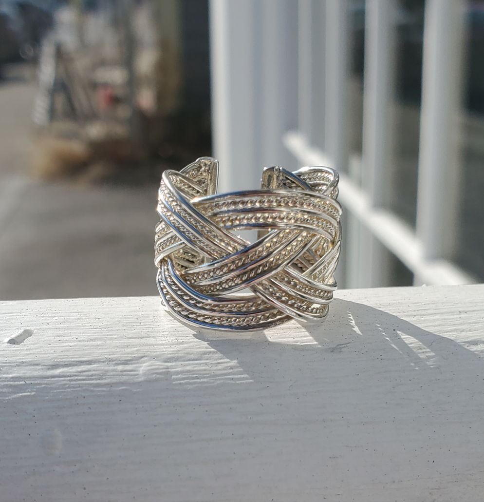 925 Open Size 15mm Wide Braided Twist Band Ring