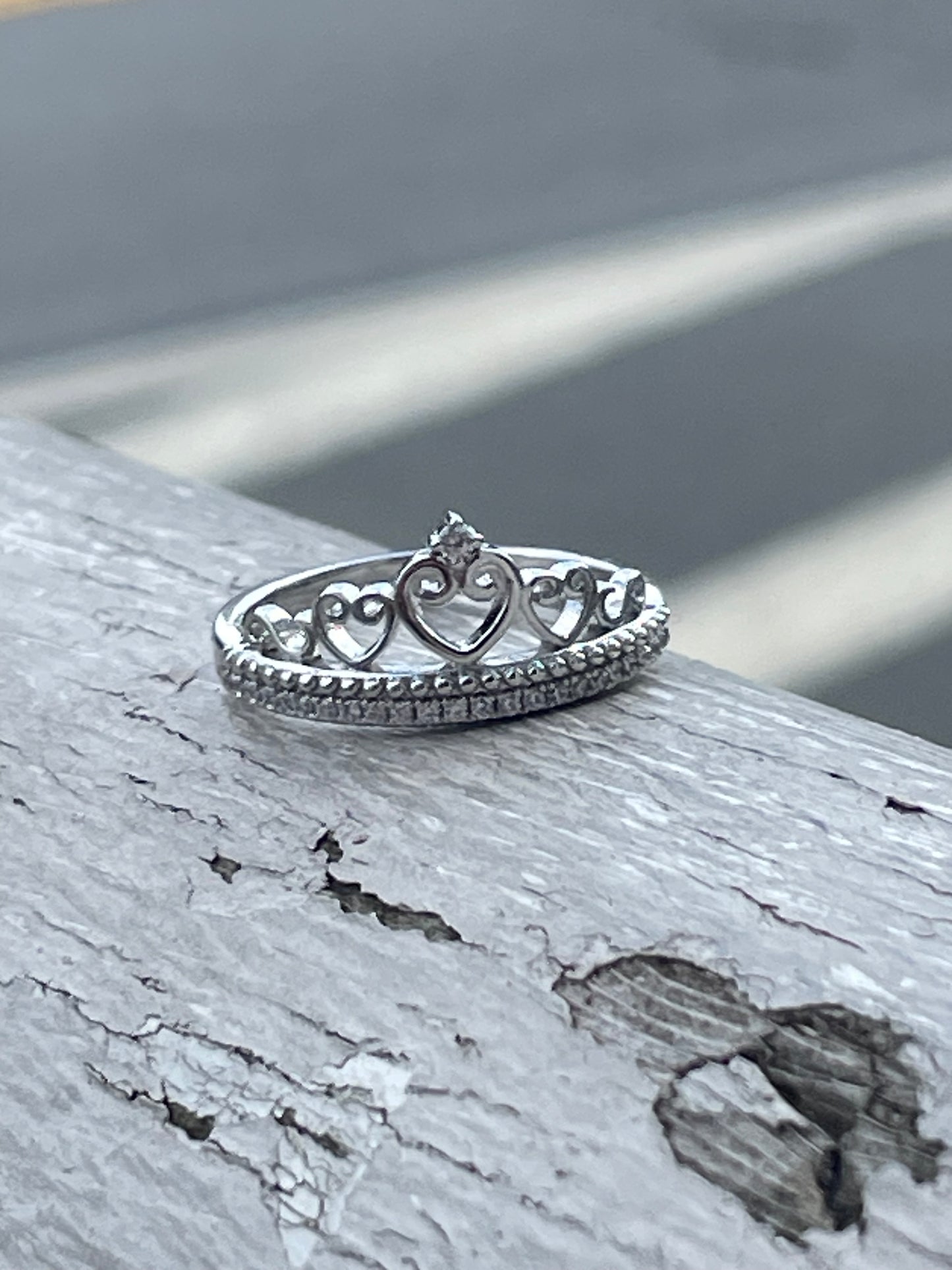 925 Sterling Silver Princess Tiara Ring sz 7
