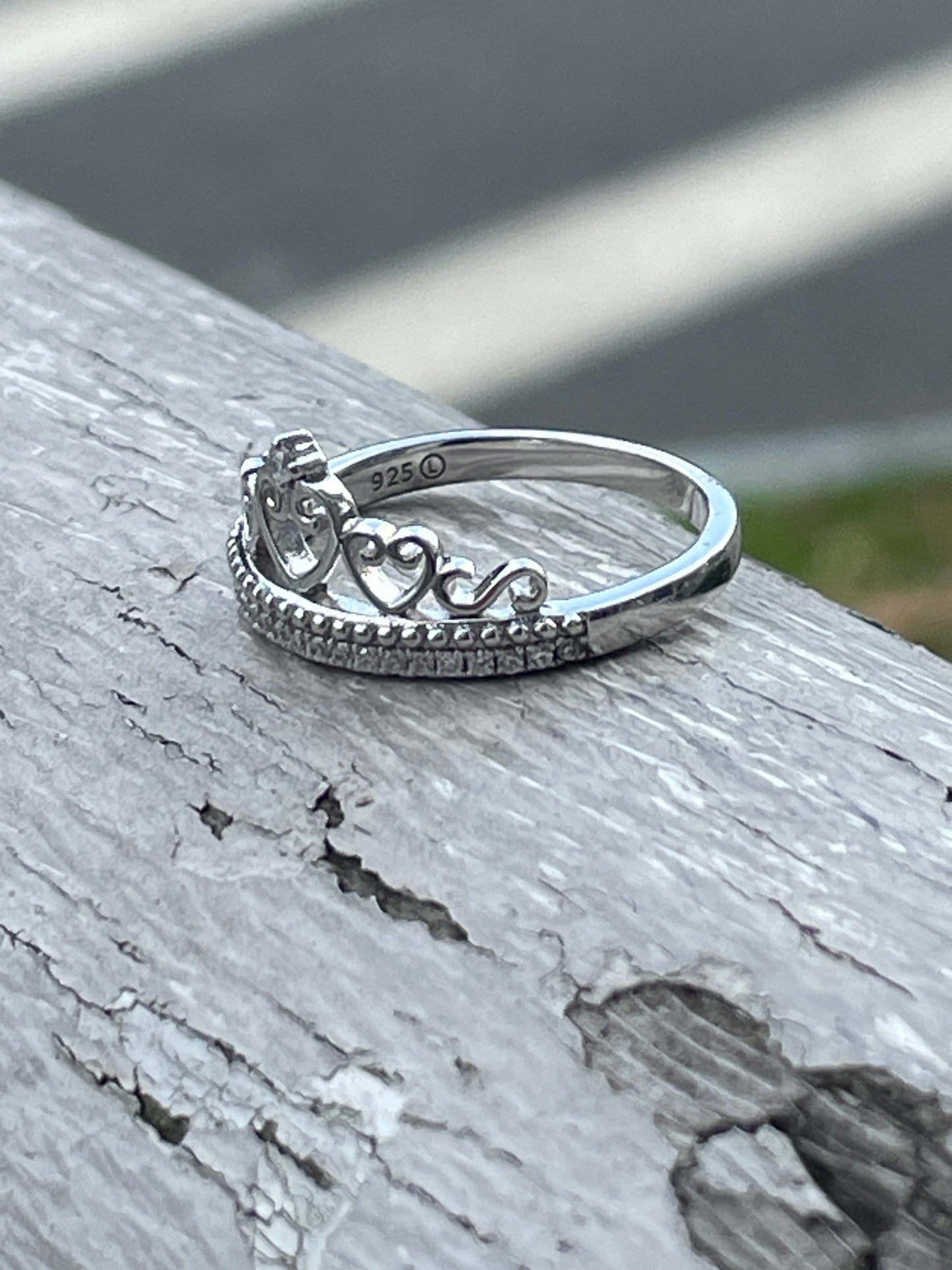 925 Sterling Silver Princess Tiara Ring sz 7