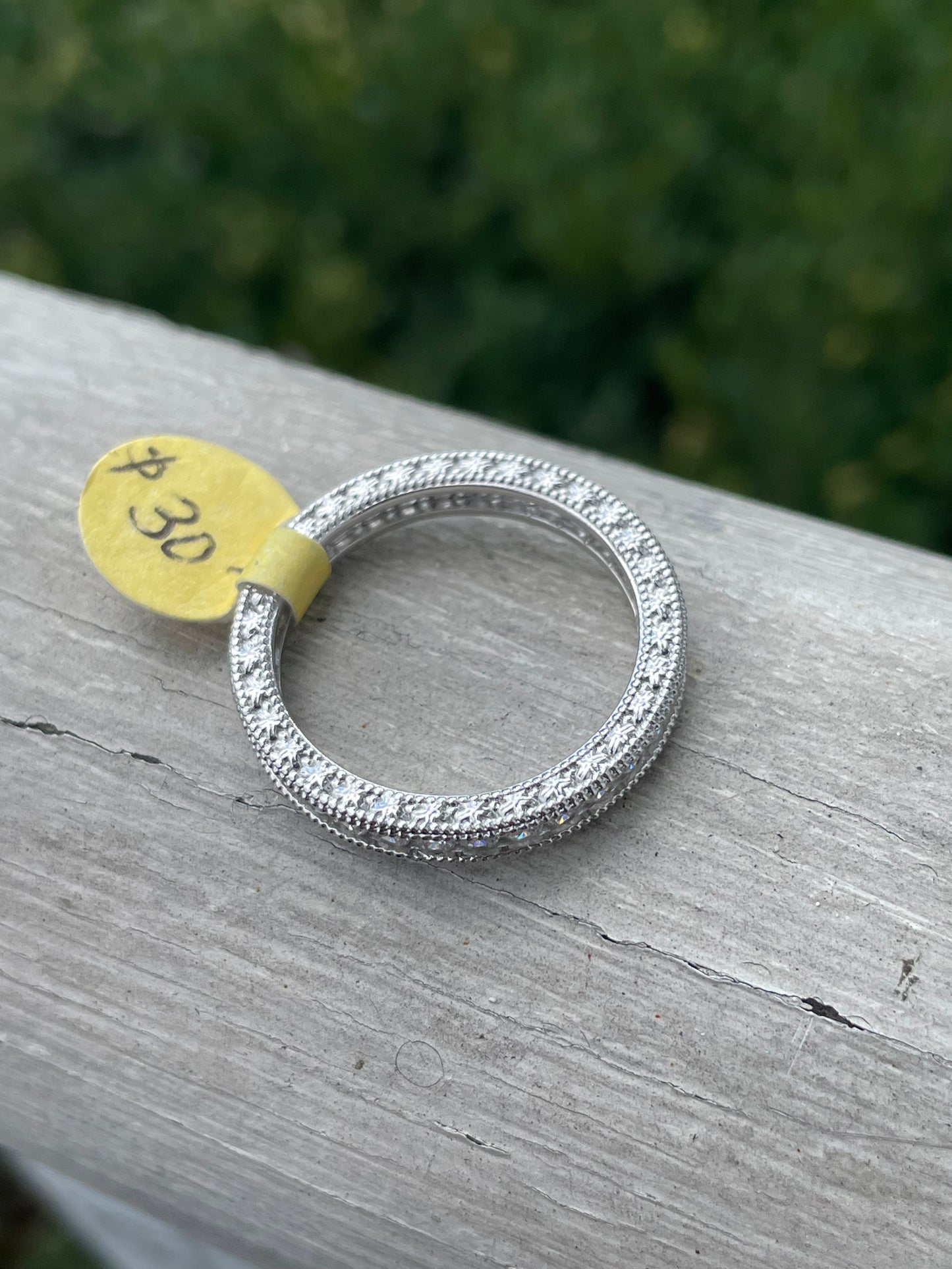 925 Sterling Silver Eternity Cz Band Ring sz 9