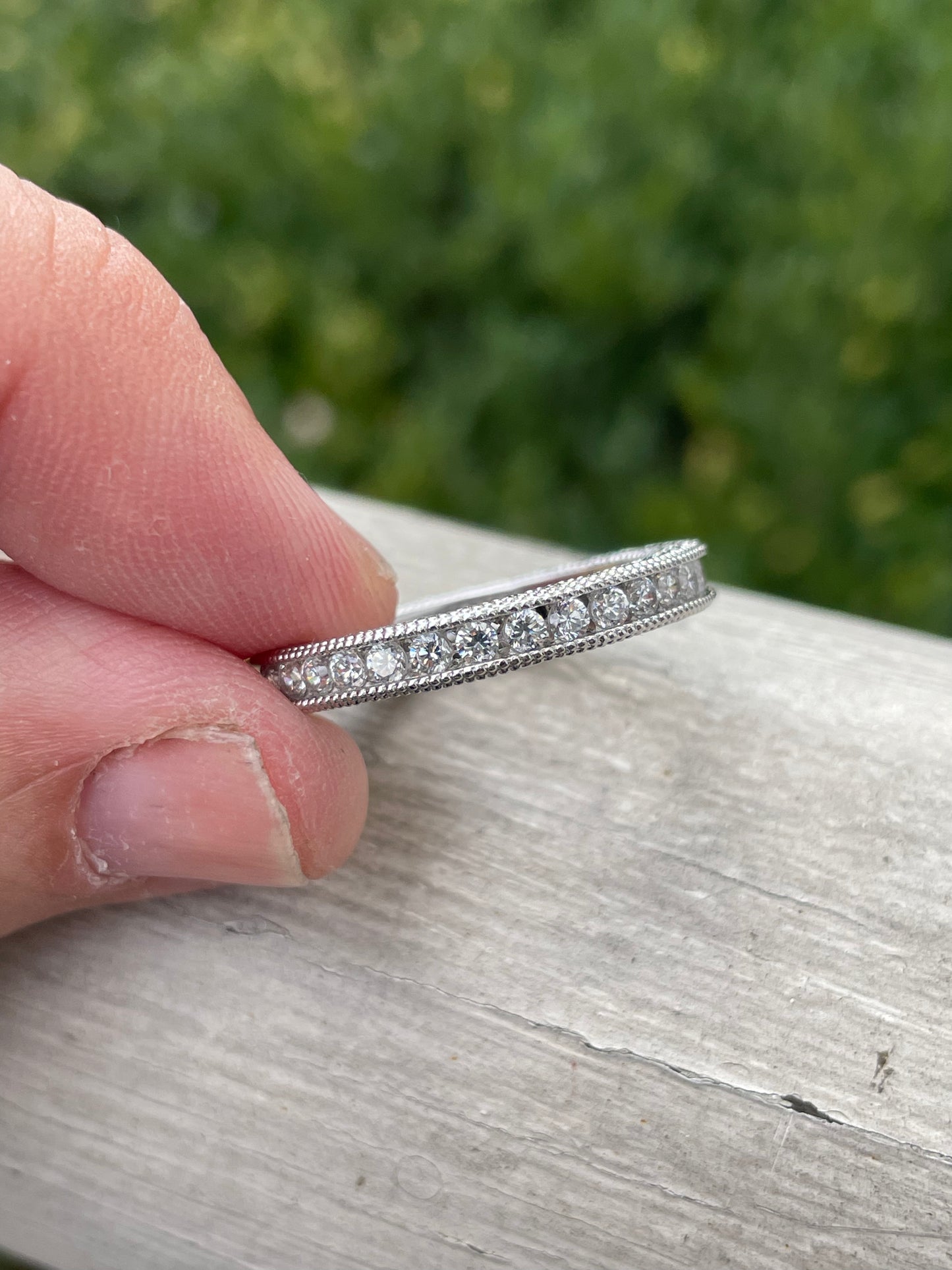 925 Sterling Silver Eternity Cz Band Ring sz 9