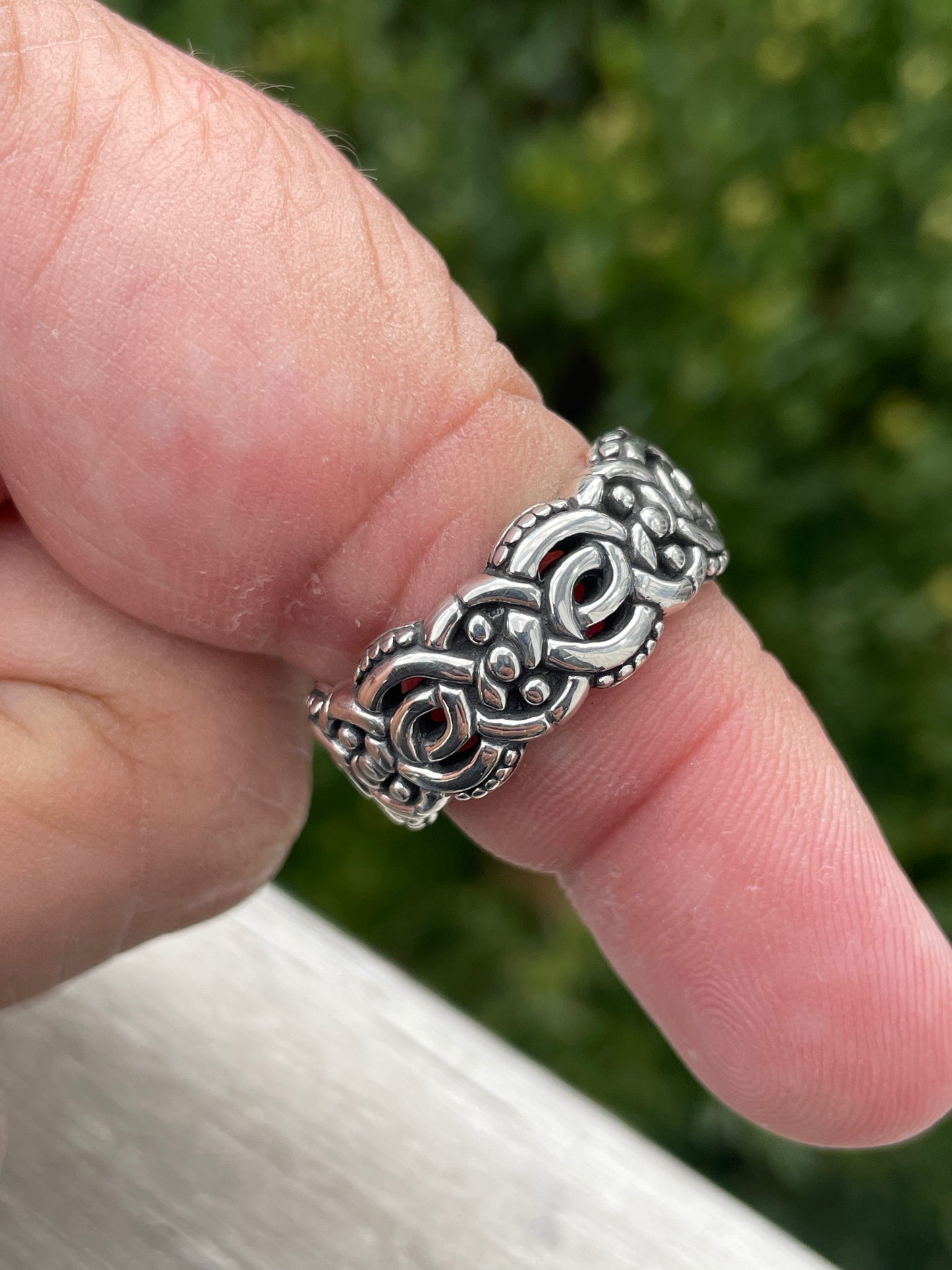 925 Sterling Silver Nordic Viking Eternity Band Ring sz 9