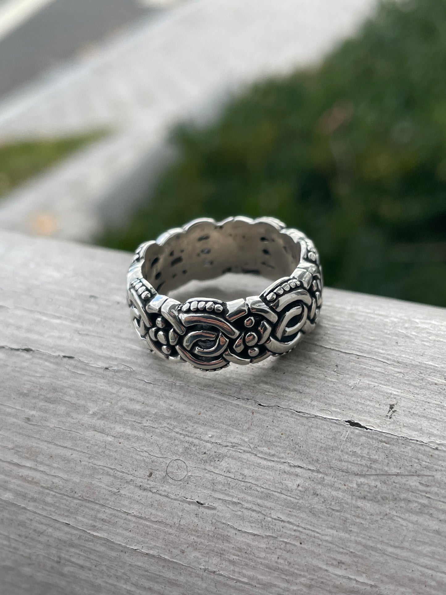 925 Sterling Silver Nordic Viking Eternity Band Ring sz 9