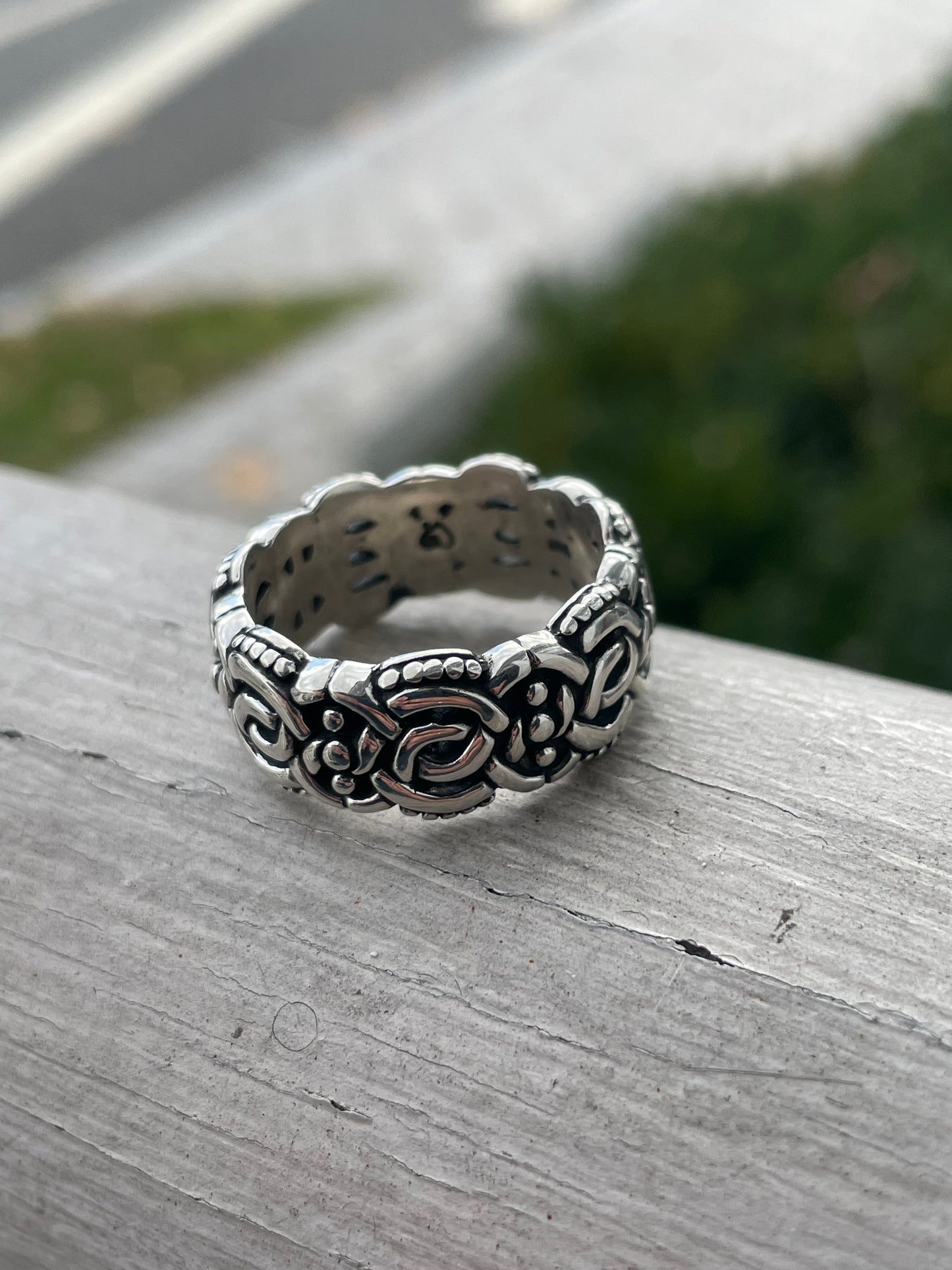 925 Sterling Silver Nordic Viking Eternity Band Ring sz 9