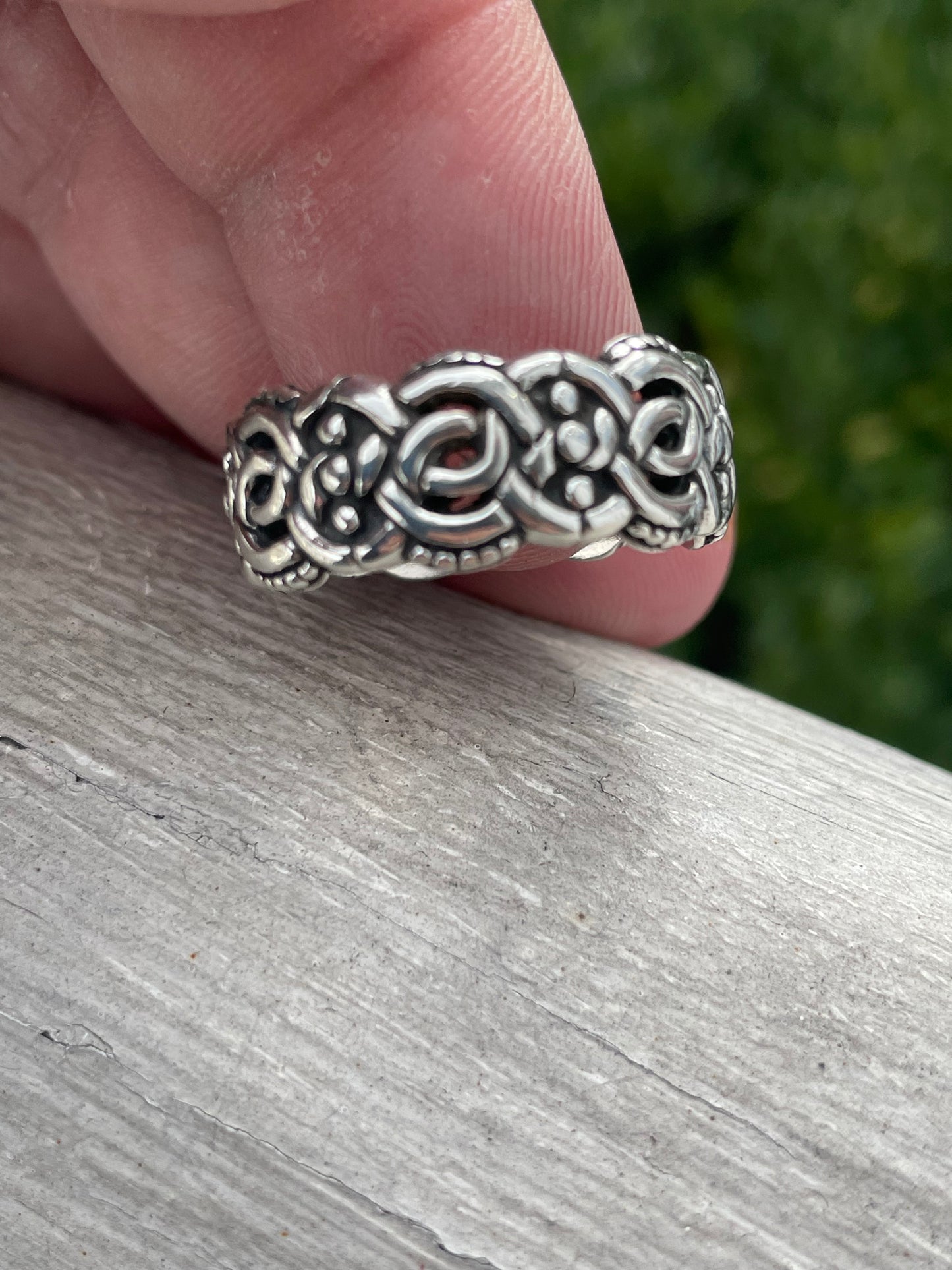 925 Sterling Silver Nordic Viking Eternity Band Ring sz 9