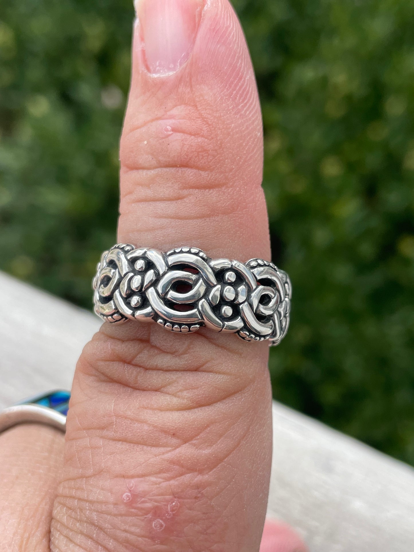 925 Sterling Silver Nordic Viking Eternity Band Ring sz 9