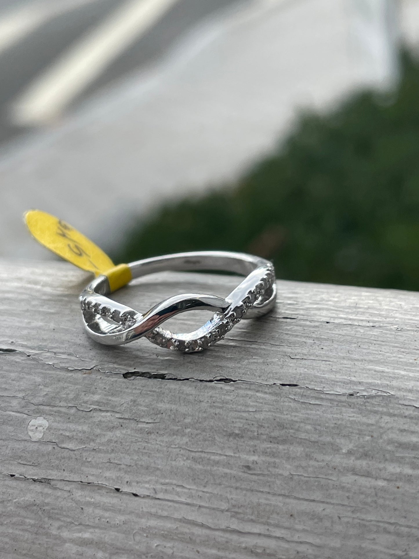 925 Sterling Silver Infinity Diamond Band Ring sz 7