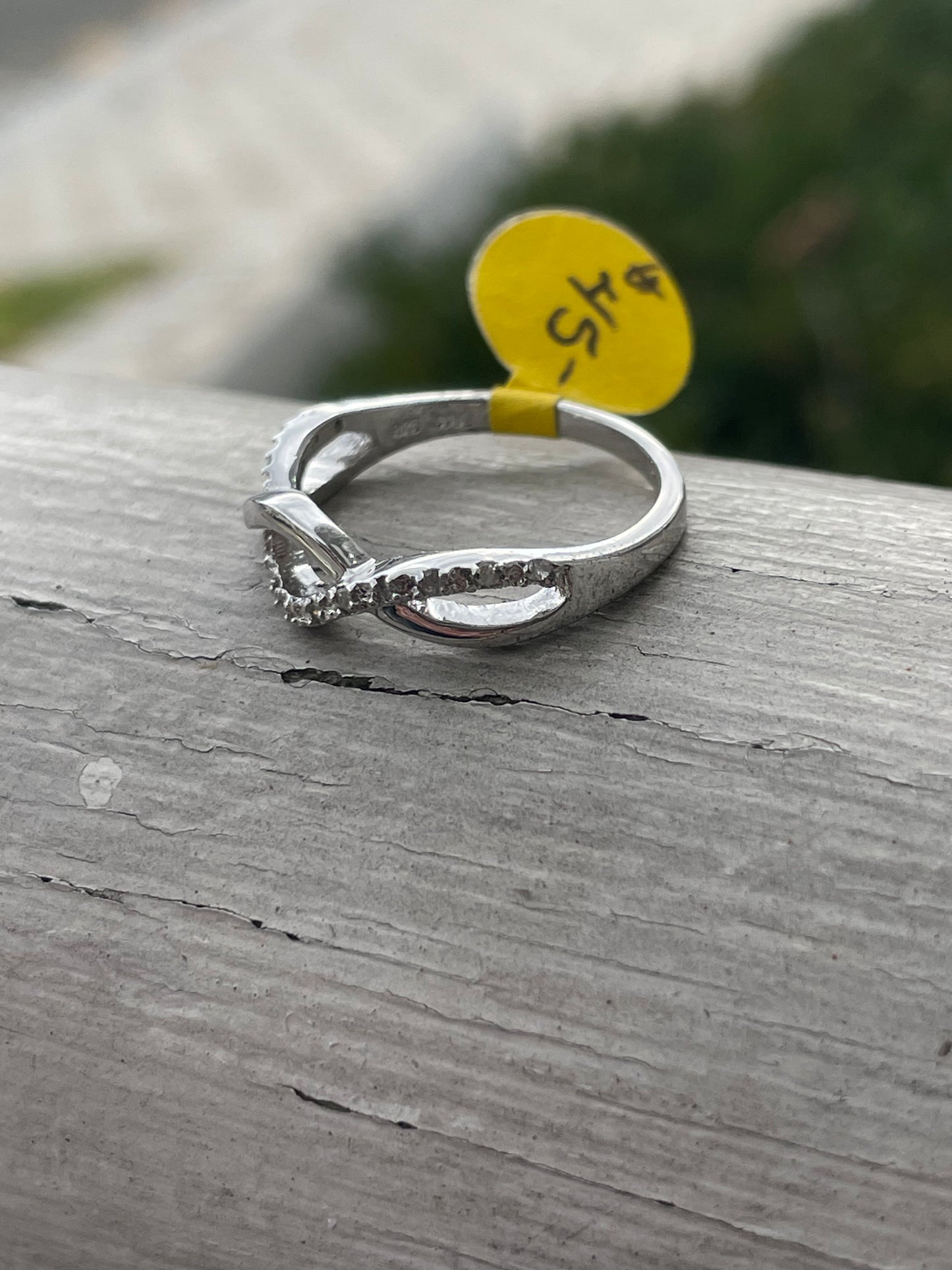 925 Sterling Silver Infinity Diamond Band Ring sz 7