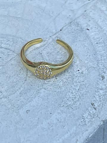 925 Sterling Silver Vermeil Petite Cluster Zirconia Adjustable Toe/ Mid-Finger Ring