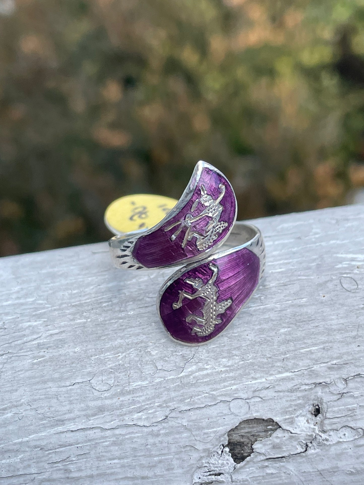 925 Sterling Silver Siam Shiva Bypass Ring