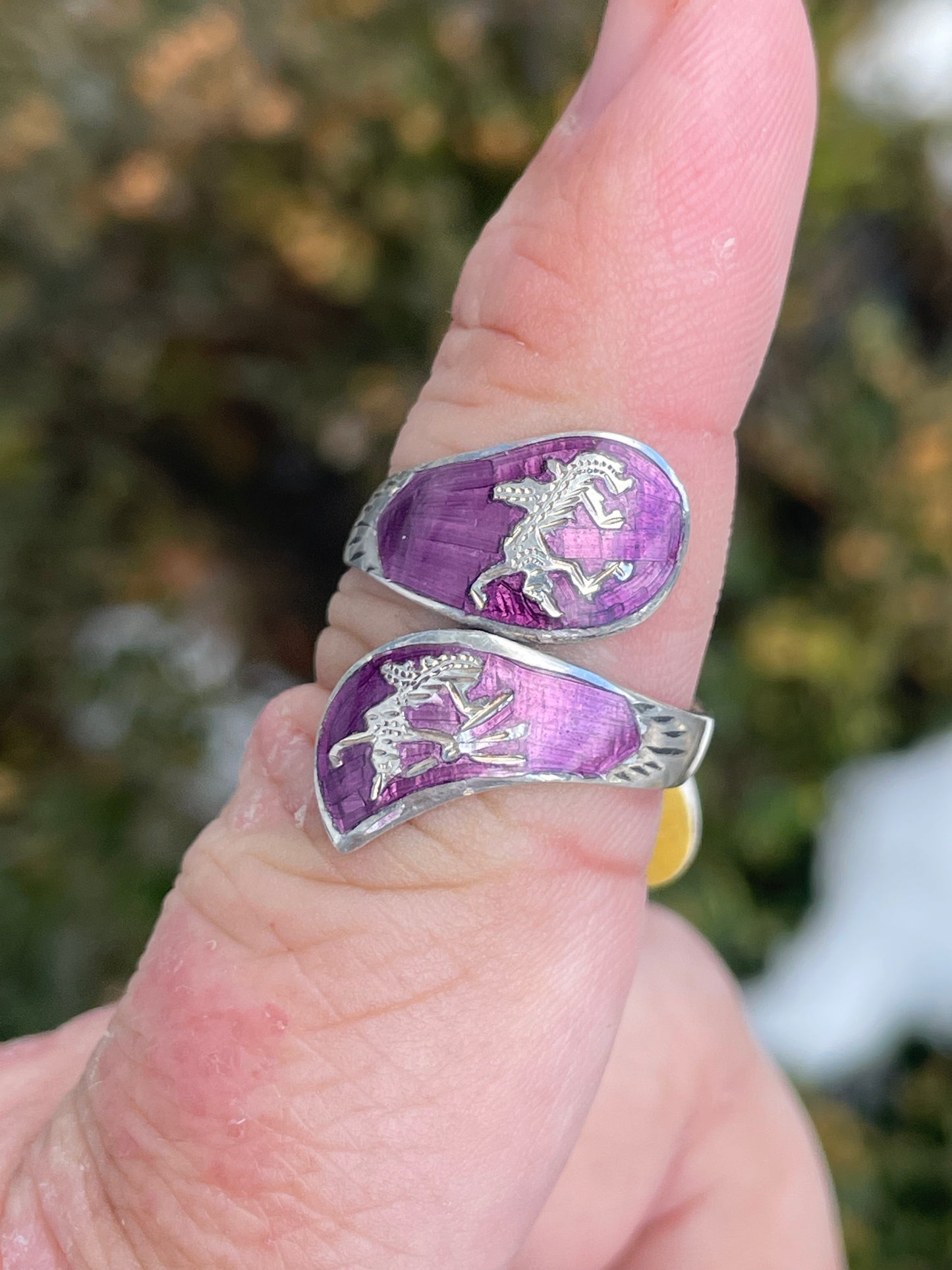 925 Sterling Silver Siam Shiva Bypass Ring