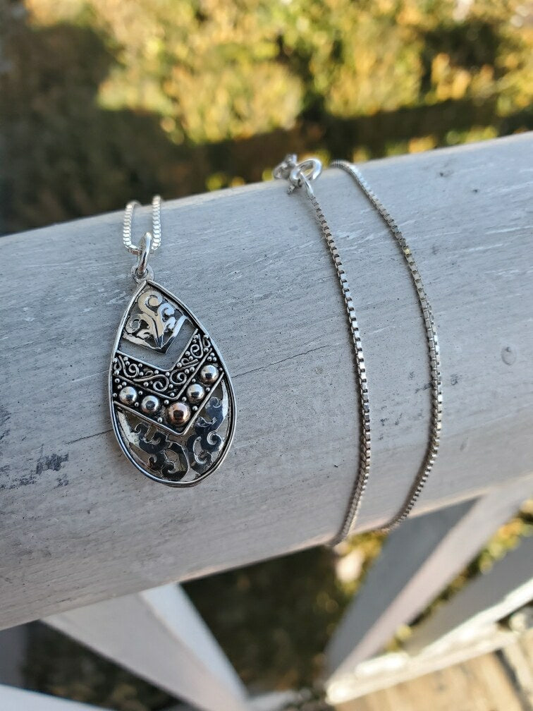 925 Sterling Silver India Filigree Necklace
