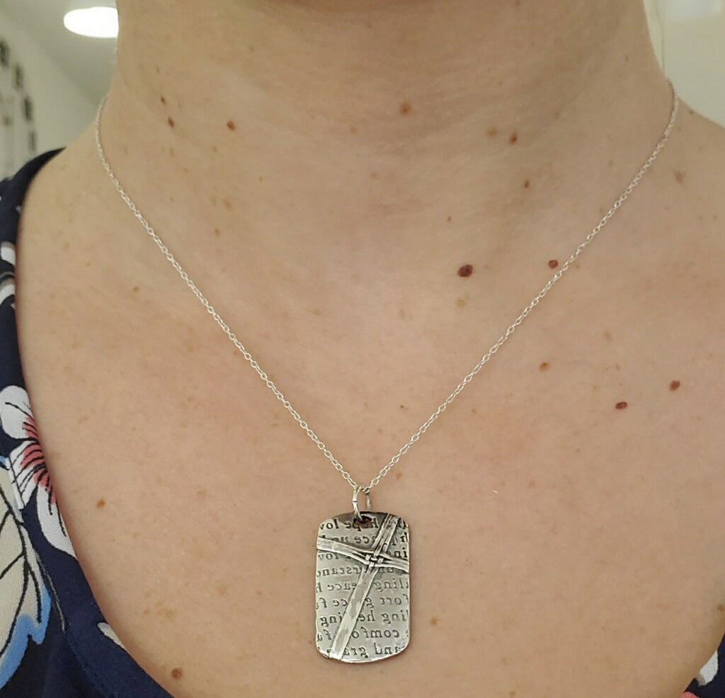 925 Sterling Silver Cross Dog tag Necklace