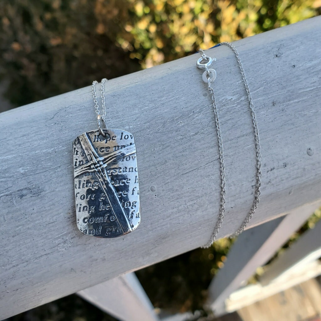 925 Sterling Silver Cross Dog tag Necklace
