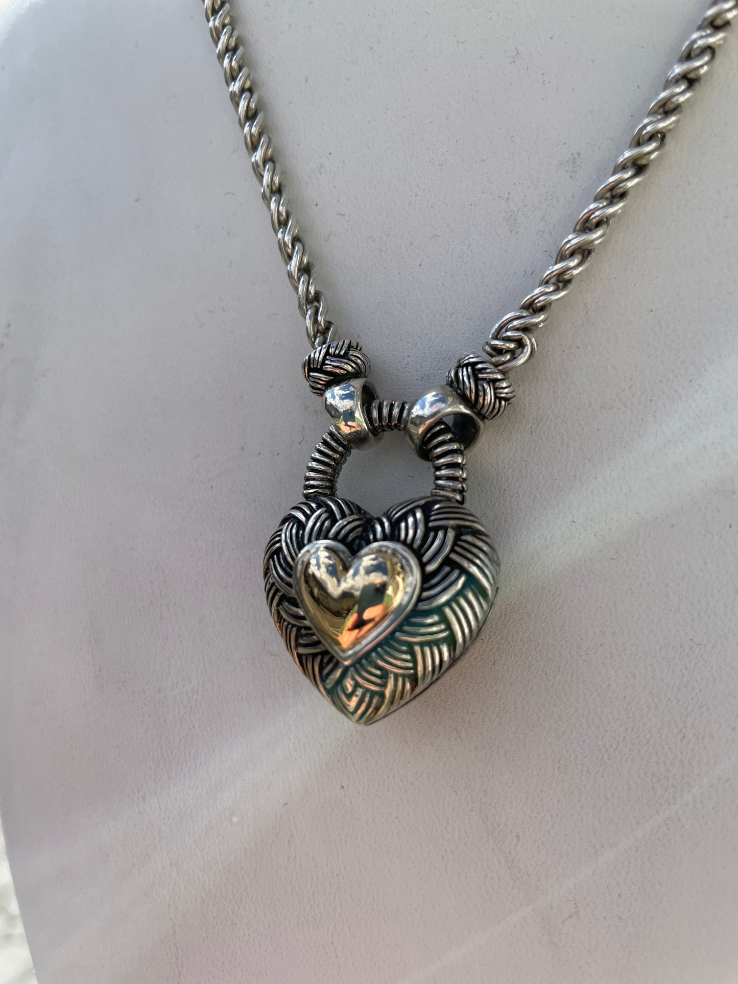 Andrea Candela CJI 925 & 14k Classic Cable Two-tone Heart Necklace