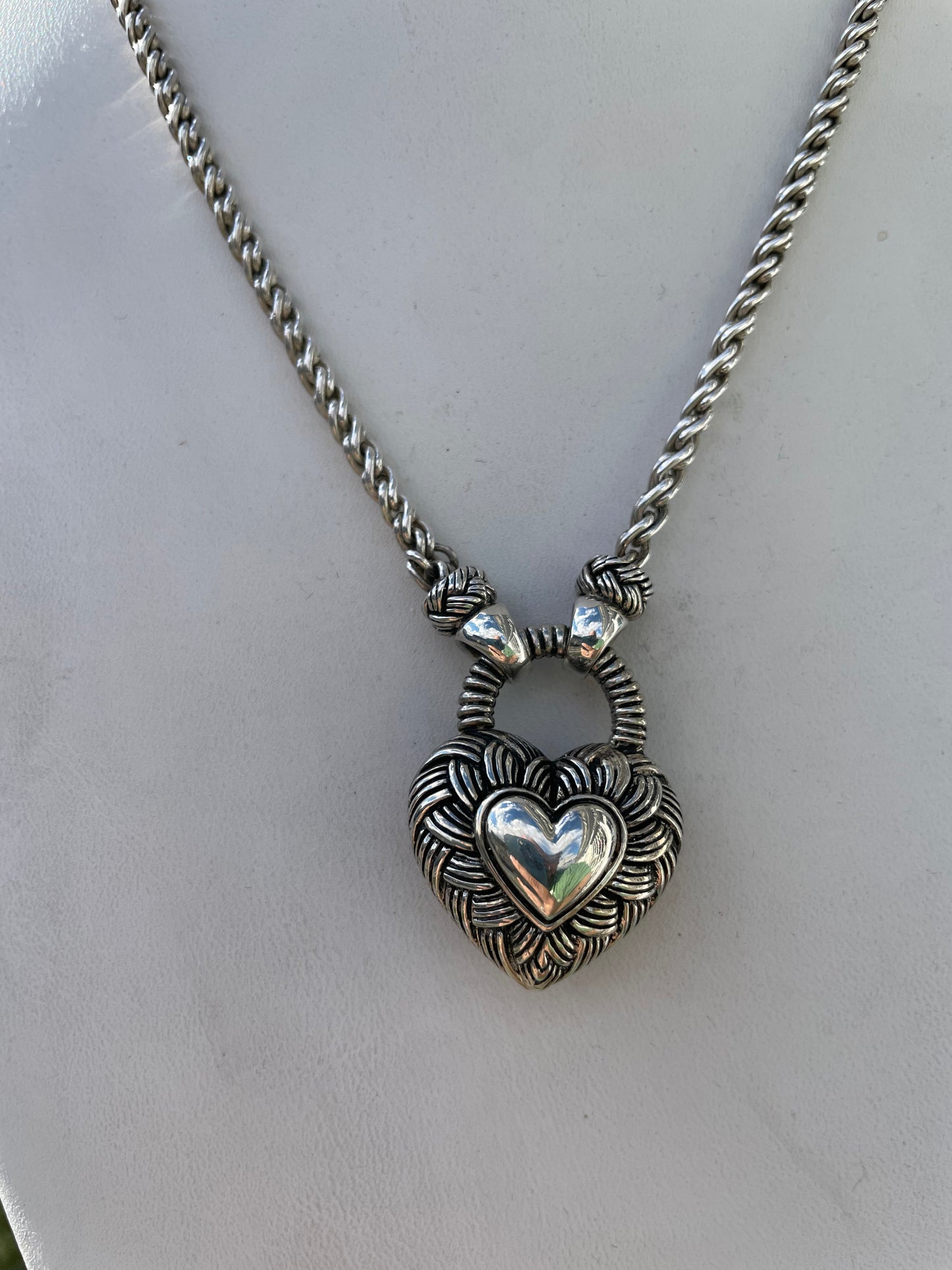 Andrea Candela CJI 925 & 14k Classic Cable Two-tone Heart Necklace