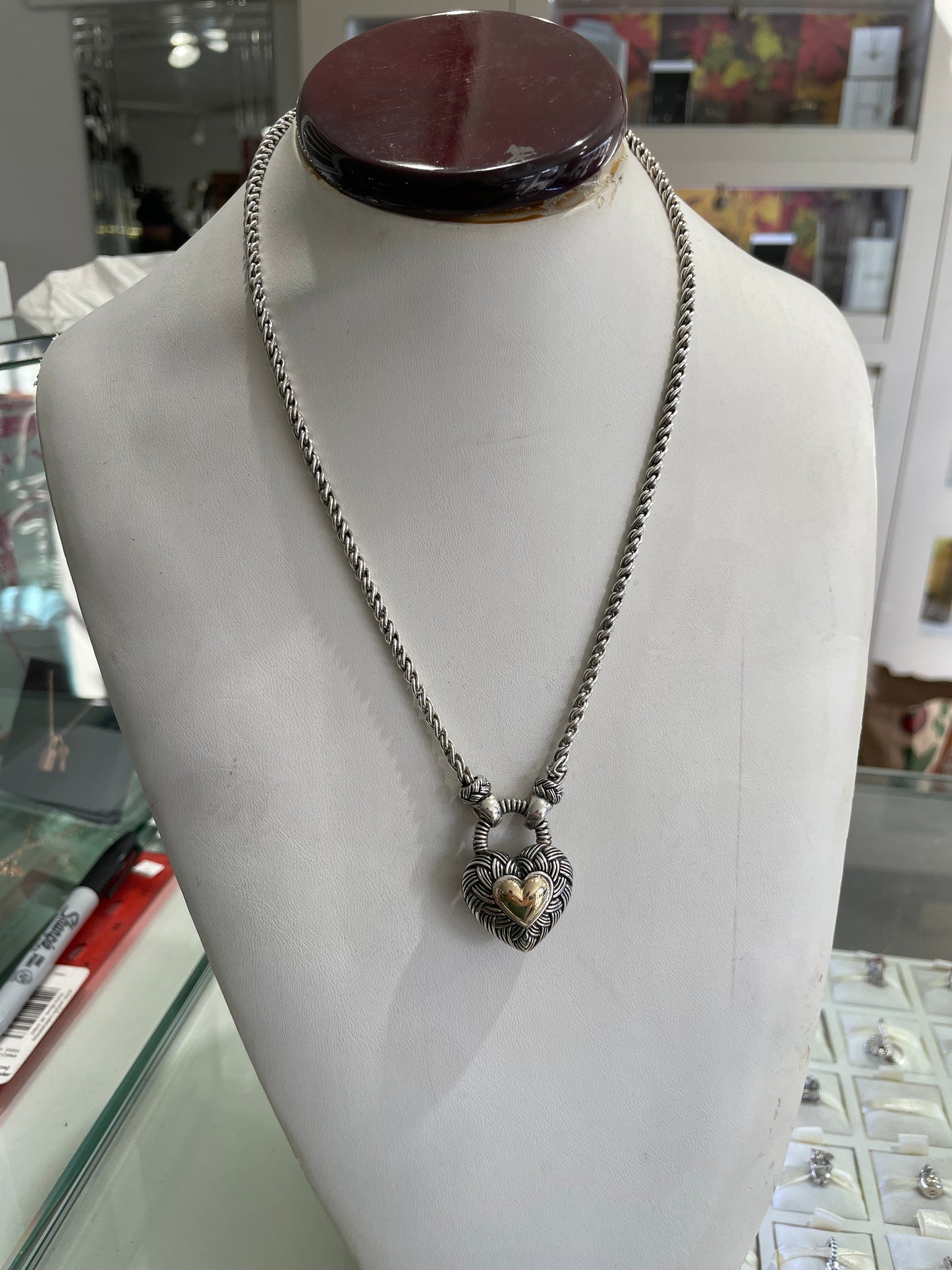Andrea Candela CJI 925 & 14k Classic Cable Two-tone Heart Necklace
