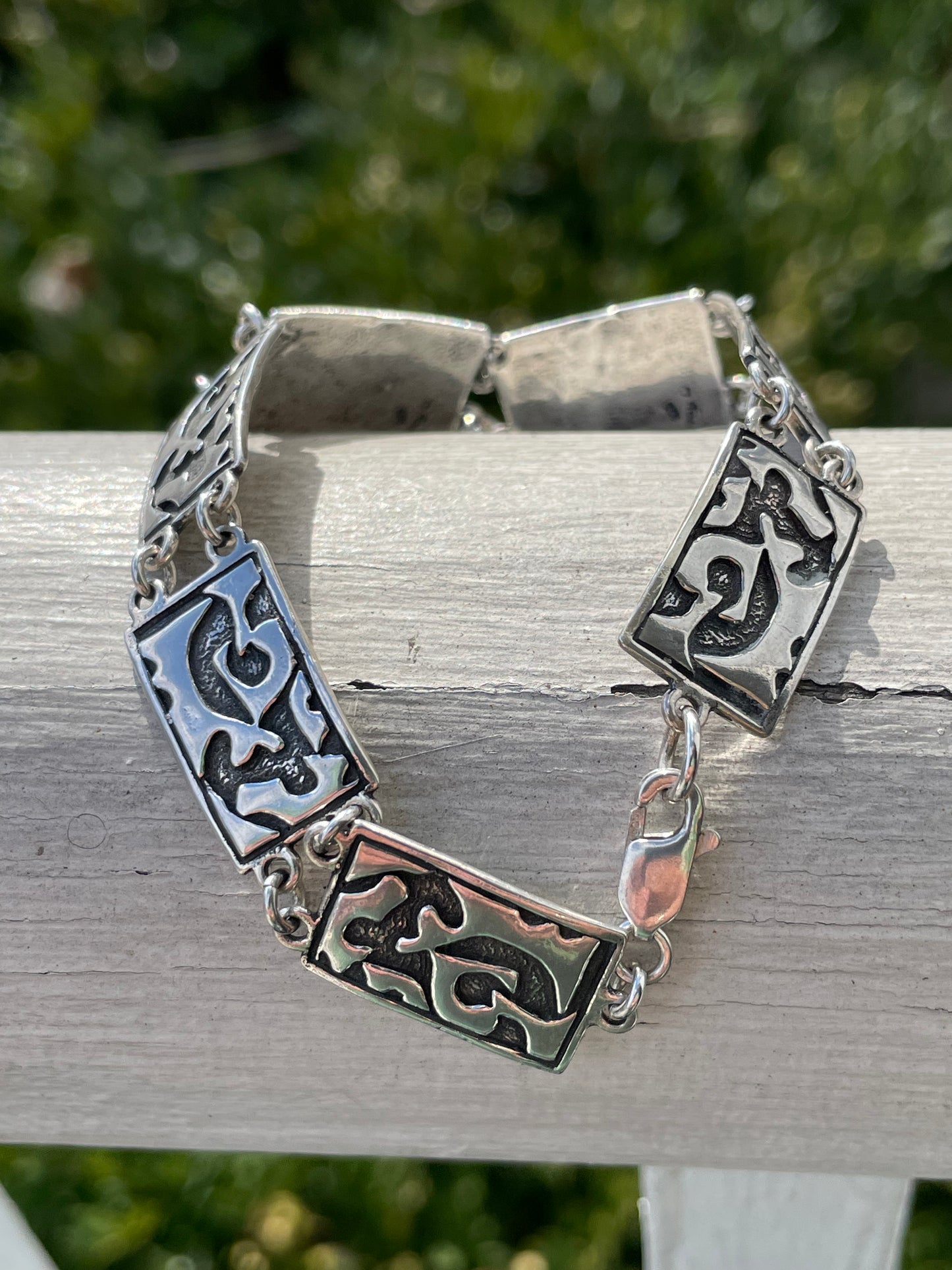 Designer Noy Li 925 Sterling Silver Modernist Decor Bracelet