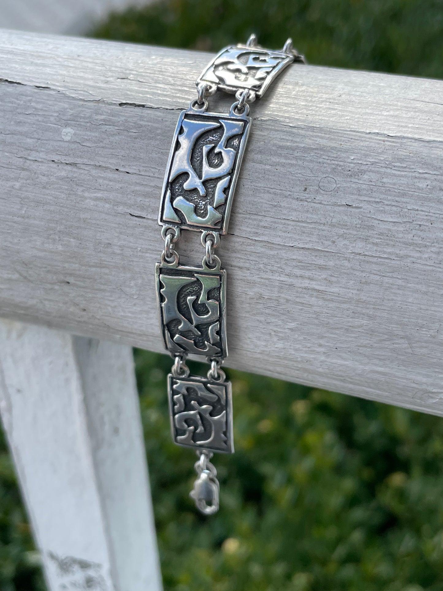 Designer Noy Li 925 Sterling Silver Modernist Decor Bracelet