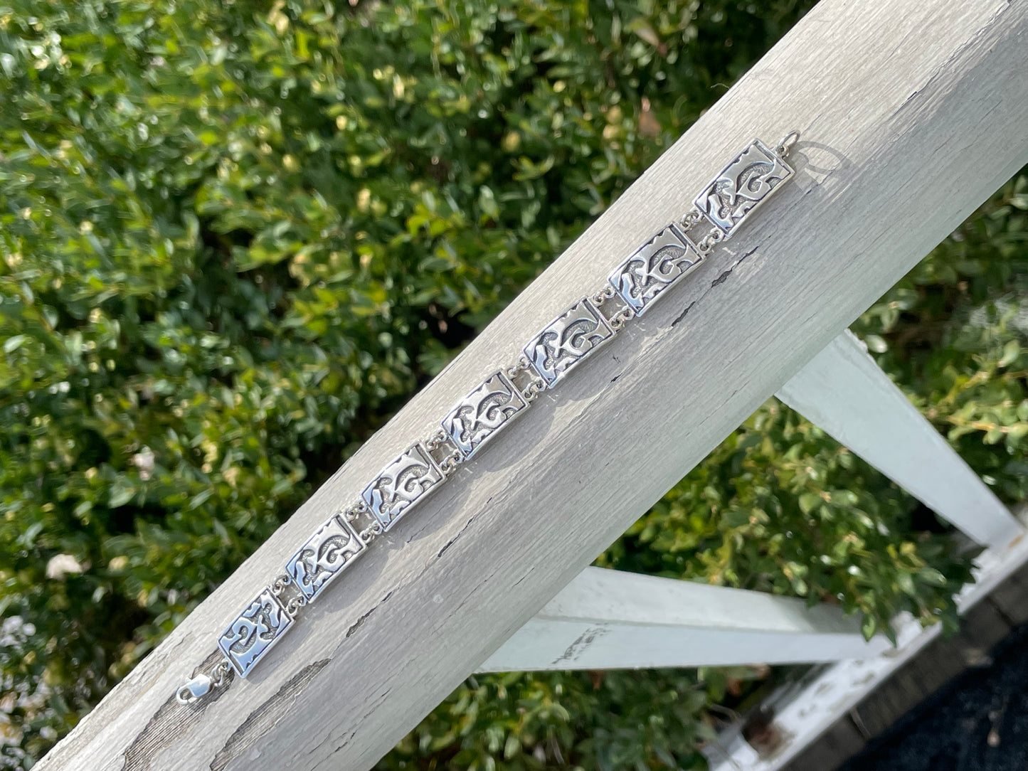 Designer Noy Li 925 Sterling Silver Modernist Decor Bracelet