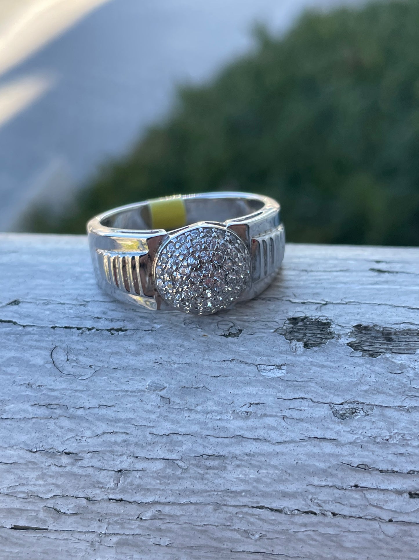 925 Sterling Silver Mens Rolex Style Pave Cz Ring Sz 11