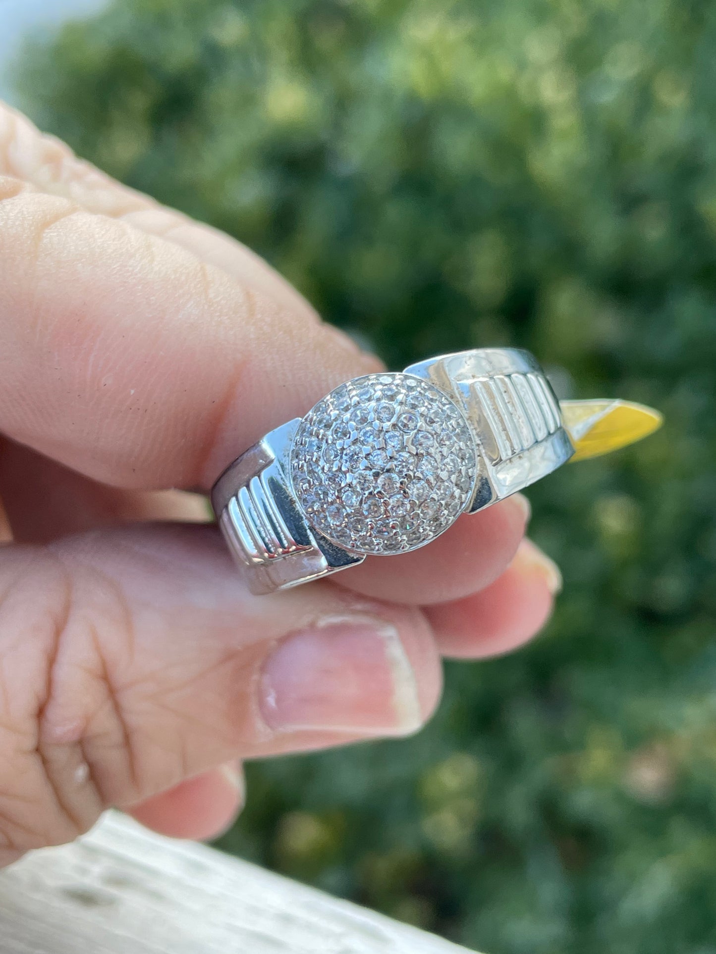 925 Sterling Silver Mens Rolex Style Pave Cz Ring Sz 11