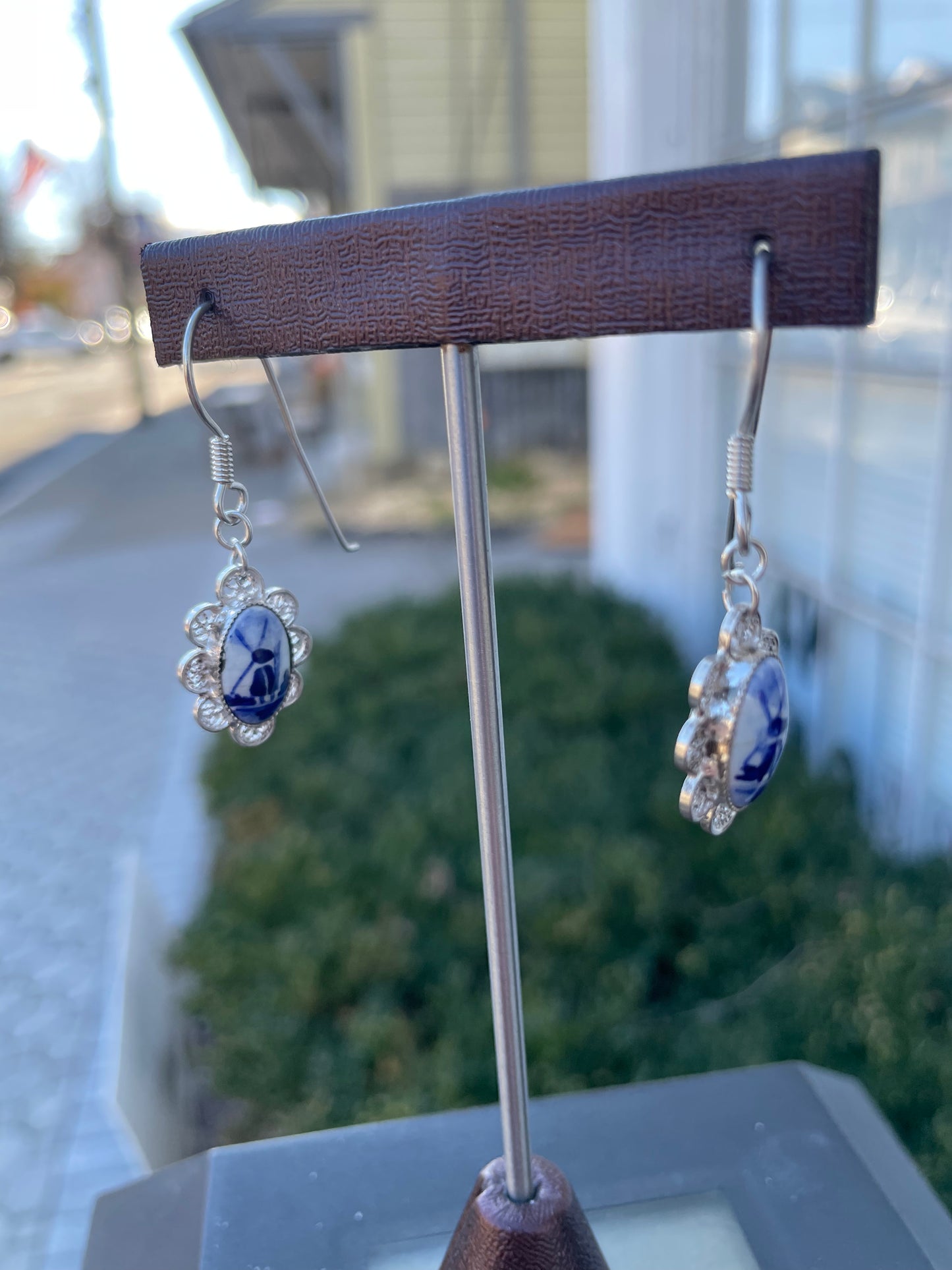 925 Sterling Silver Norway Windmill Hand-painted Earrings