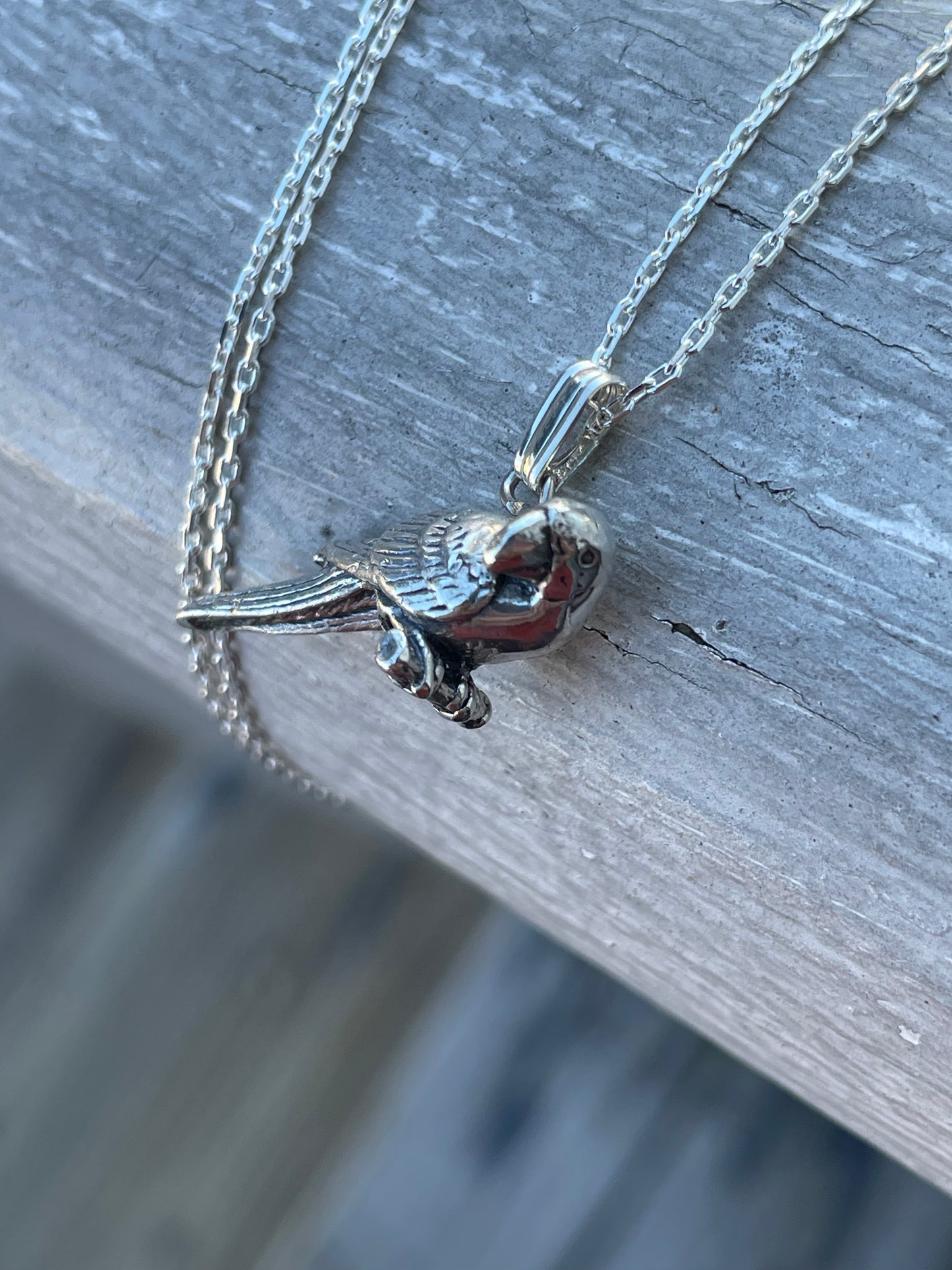 925 Sterling Silver 3D Parrot Necklace