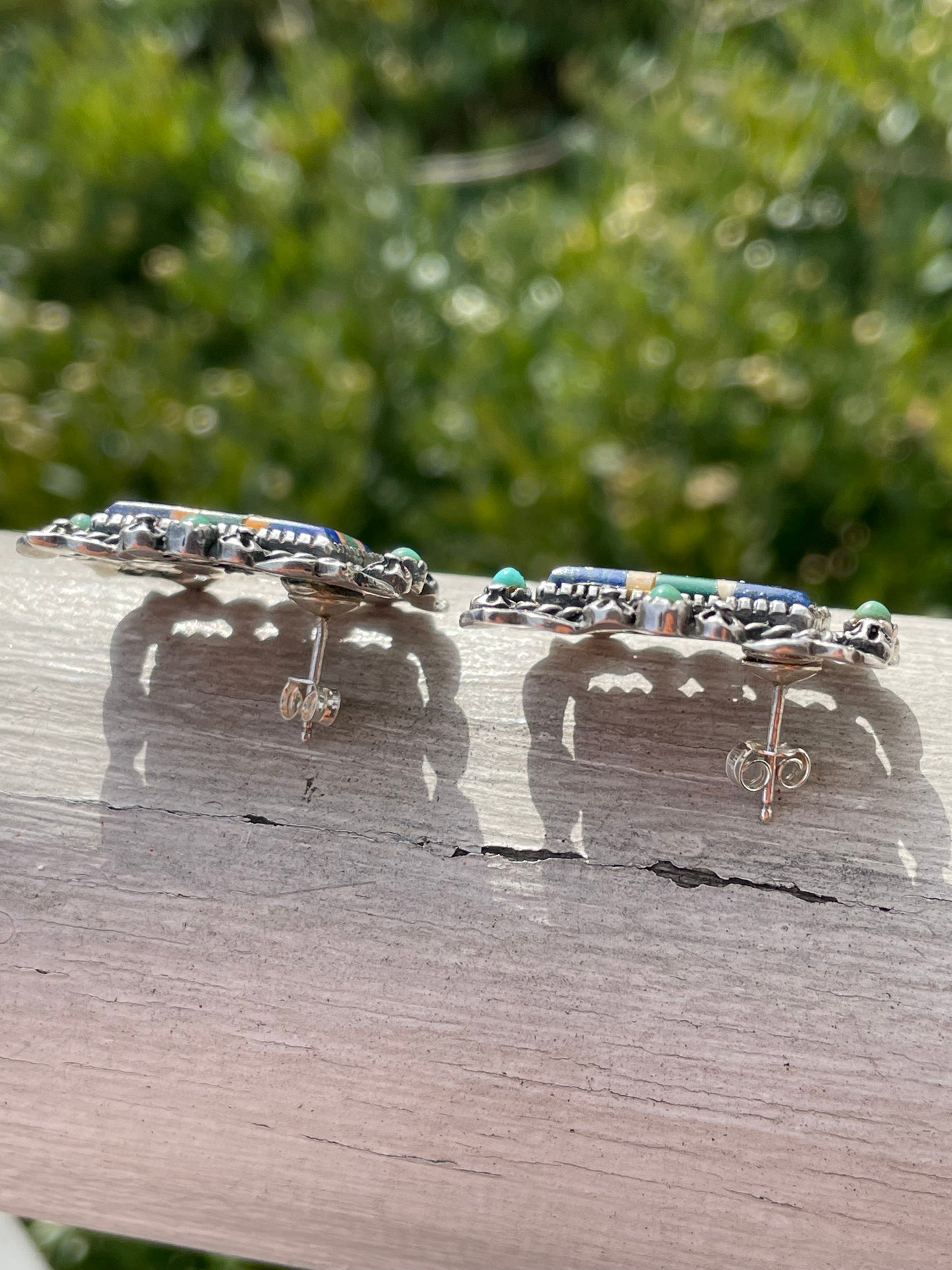 Designer BL 925 Sterling Silver Zuni Native American Earrings
