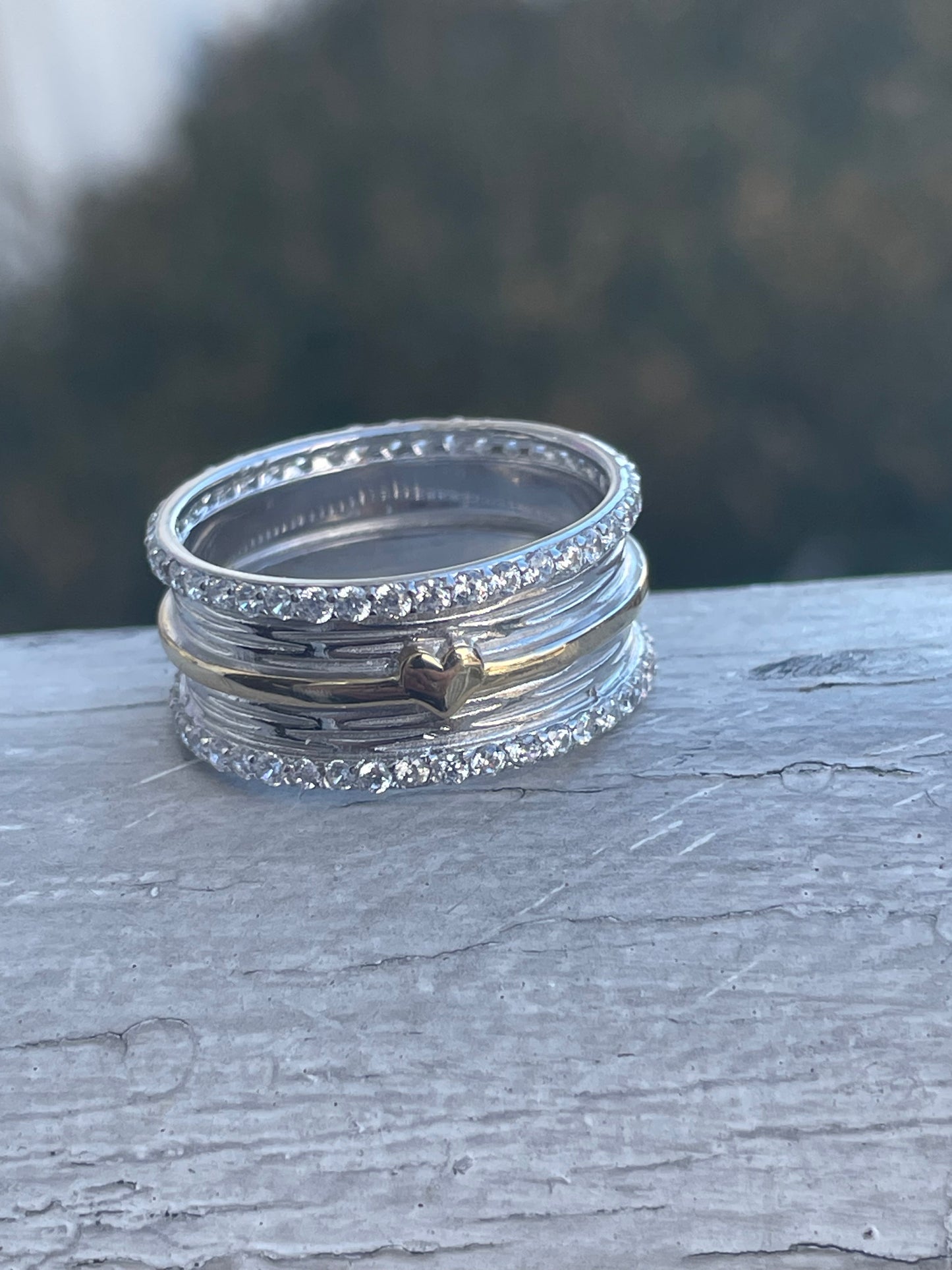925 Sterling Silver & Vermeil “My Love is Eternal” Cz Band Ring