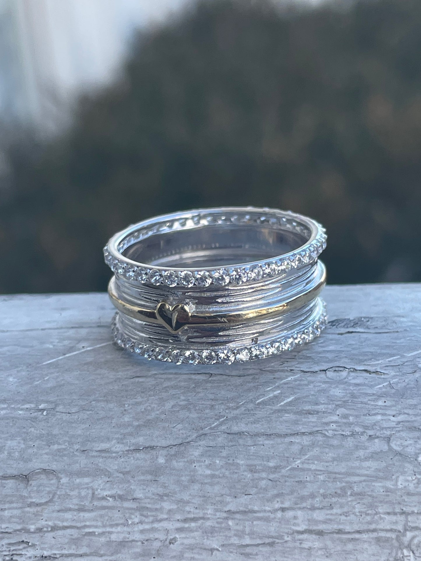 925 Sterling Silver & Vermeil “My Love is Eternal” Cz Band Ring