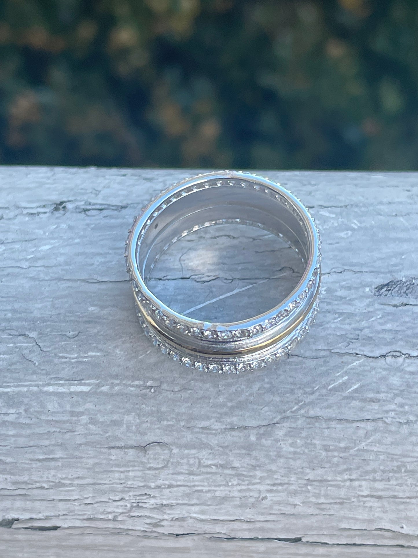925 Sterling Silver & Vermeil “My Love is Eternal” Cz Band Ring