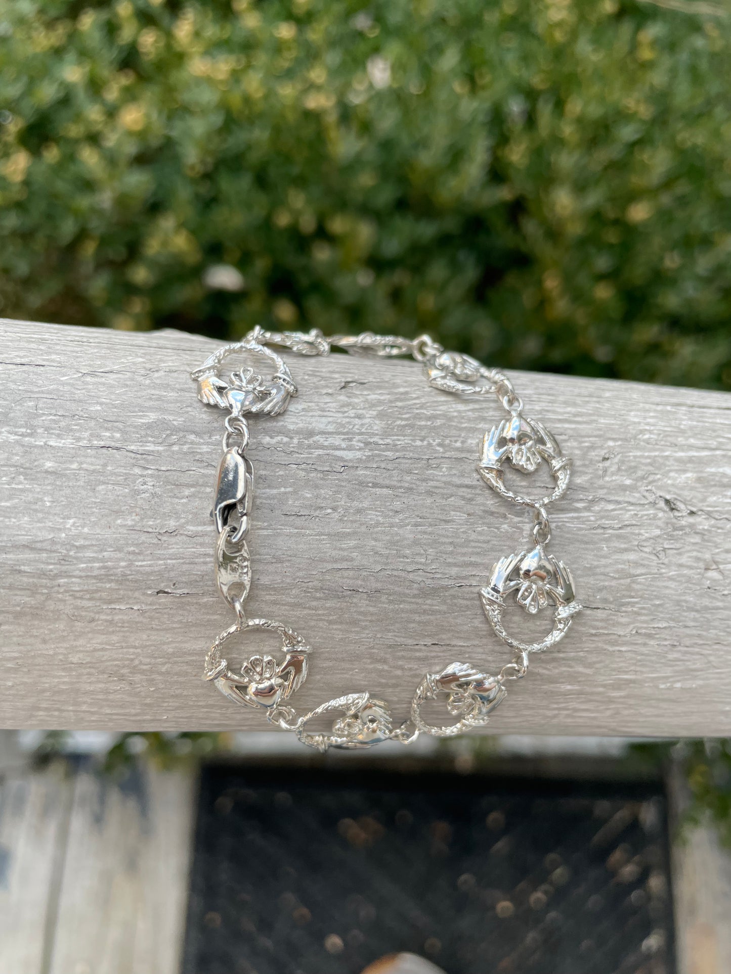 925 Sterling Silver Irish Claddagh Bracelet 7”