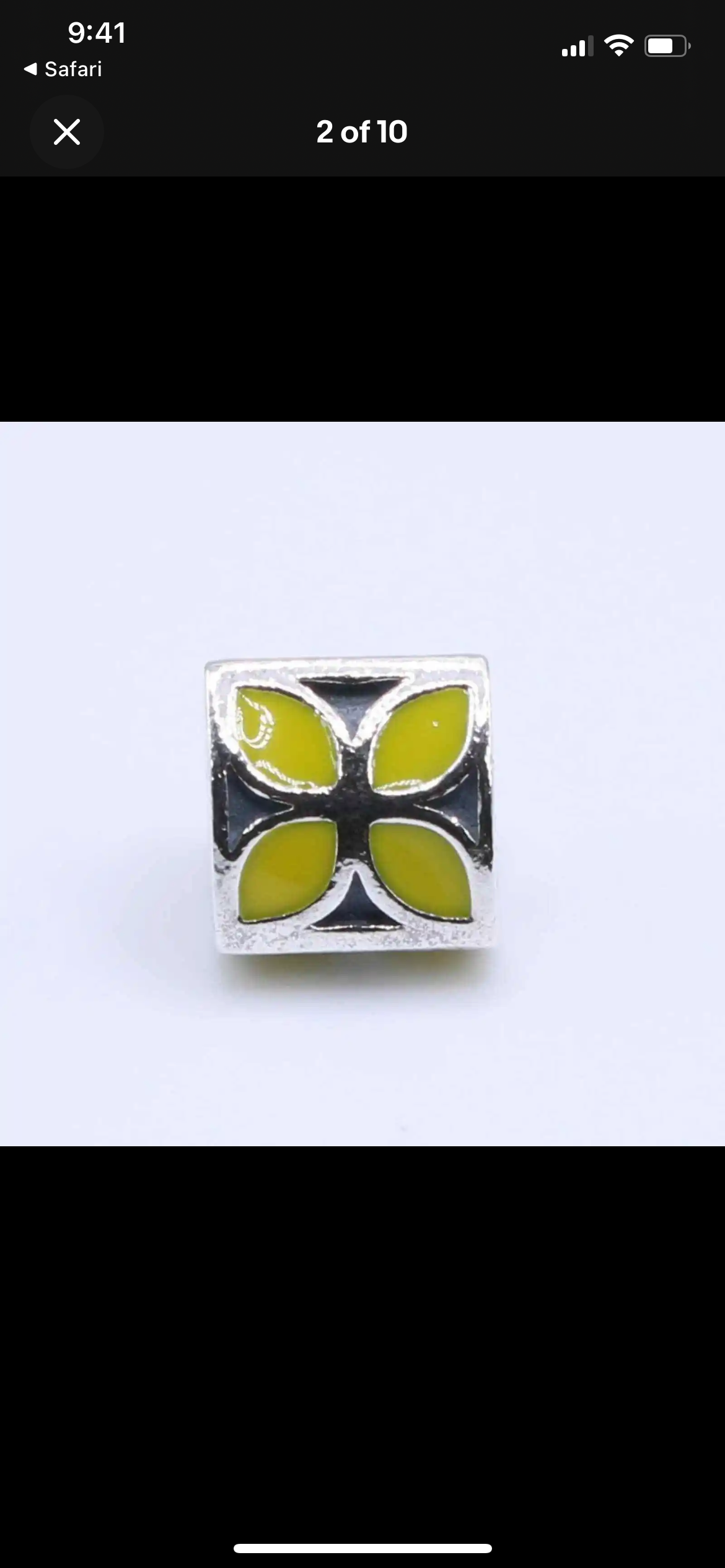 Pandora Retired Yellow 4leaf Flower Sterling Silver Bead - 790437EN06