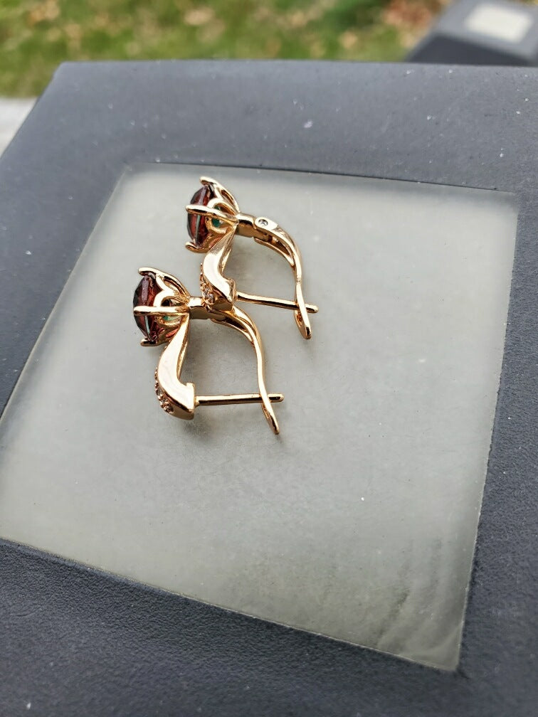 Stainless Steel Rose Vermeil Christmas Zirconia Huggie Hoop Earrings