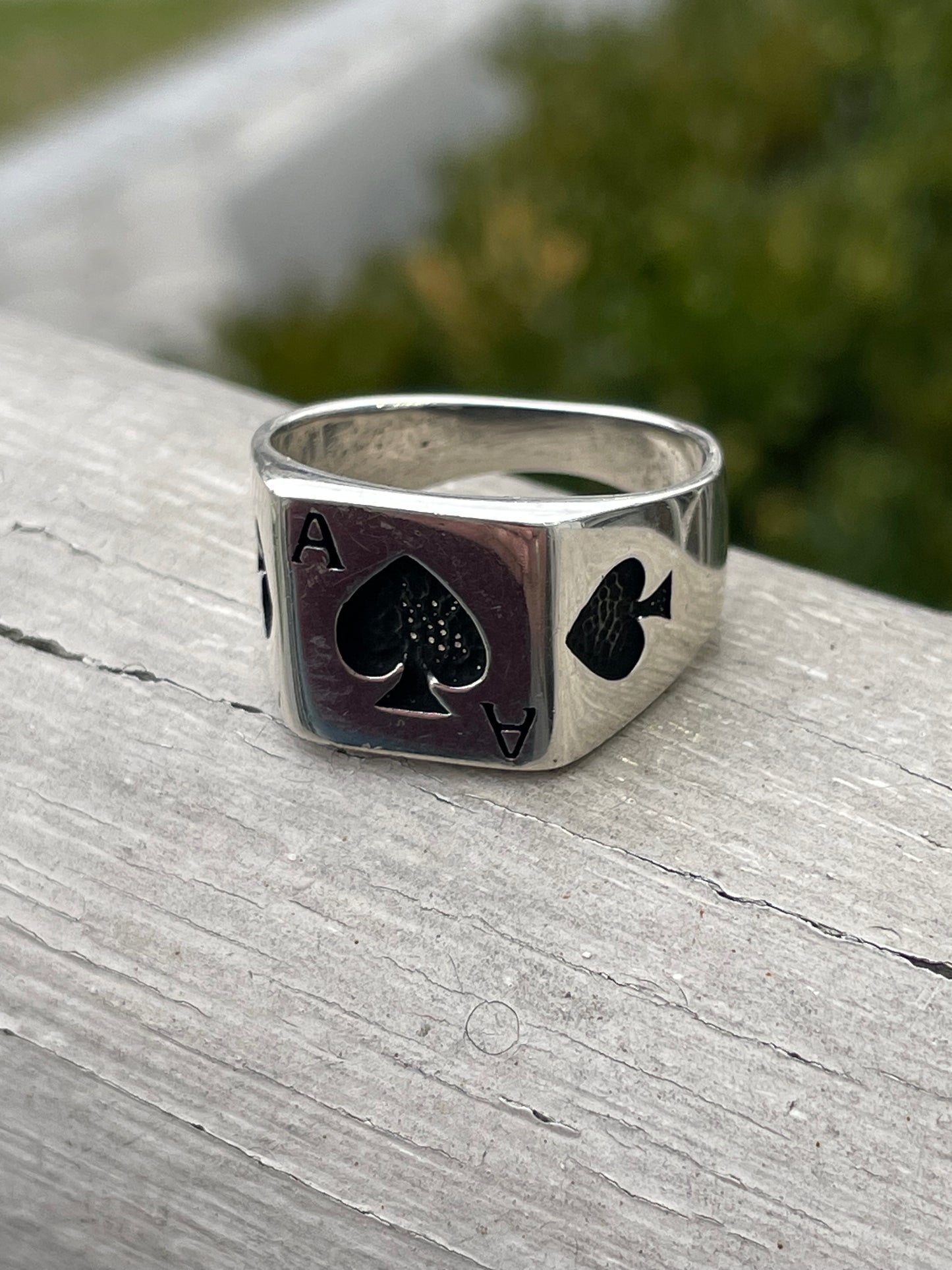 925 Sterling Silver Ace of Spades Signet Ring