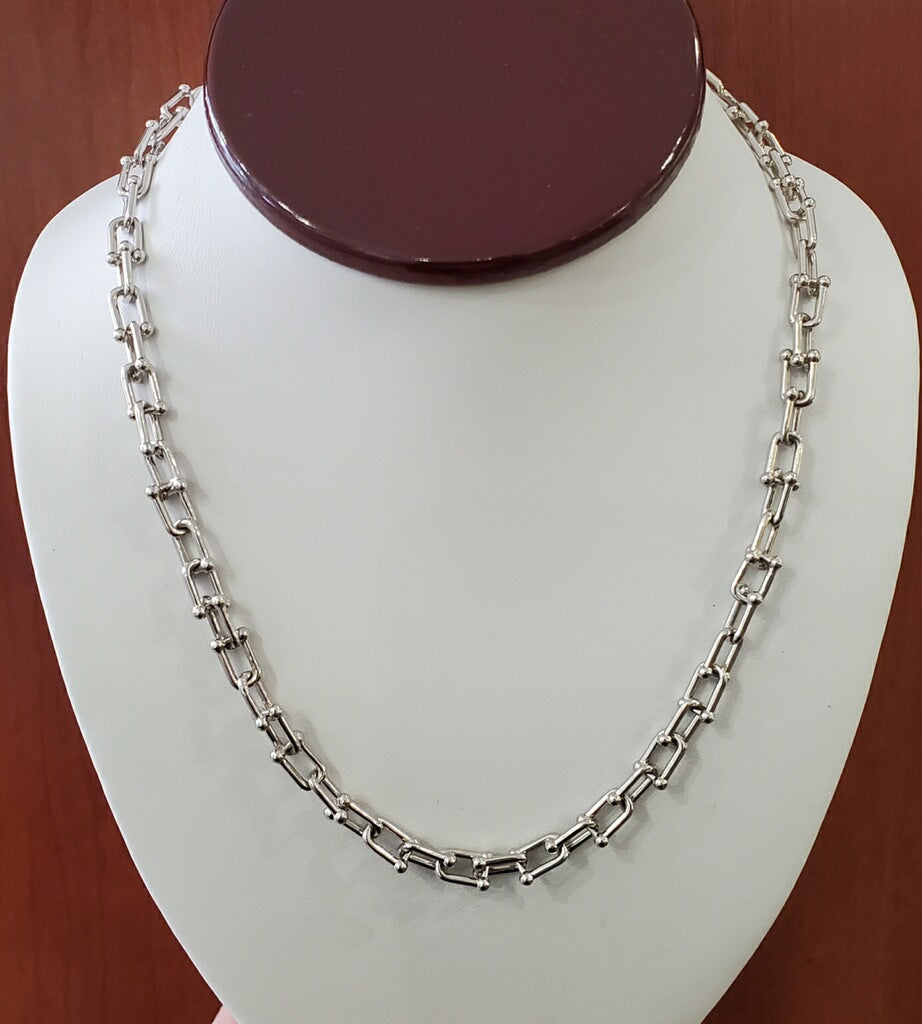925 Sterling Silver Tiffany Style Paperclip Chain Necklace