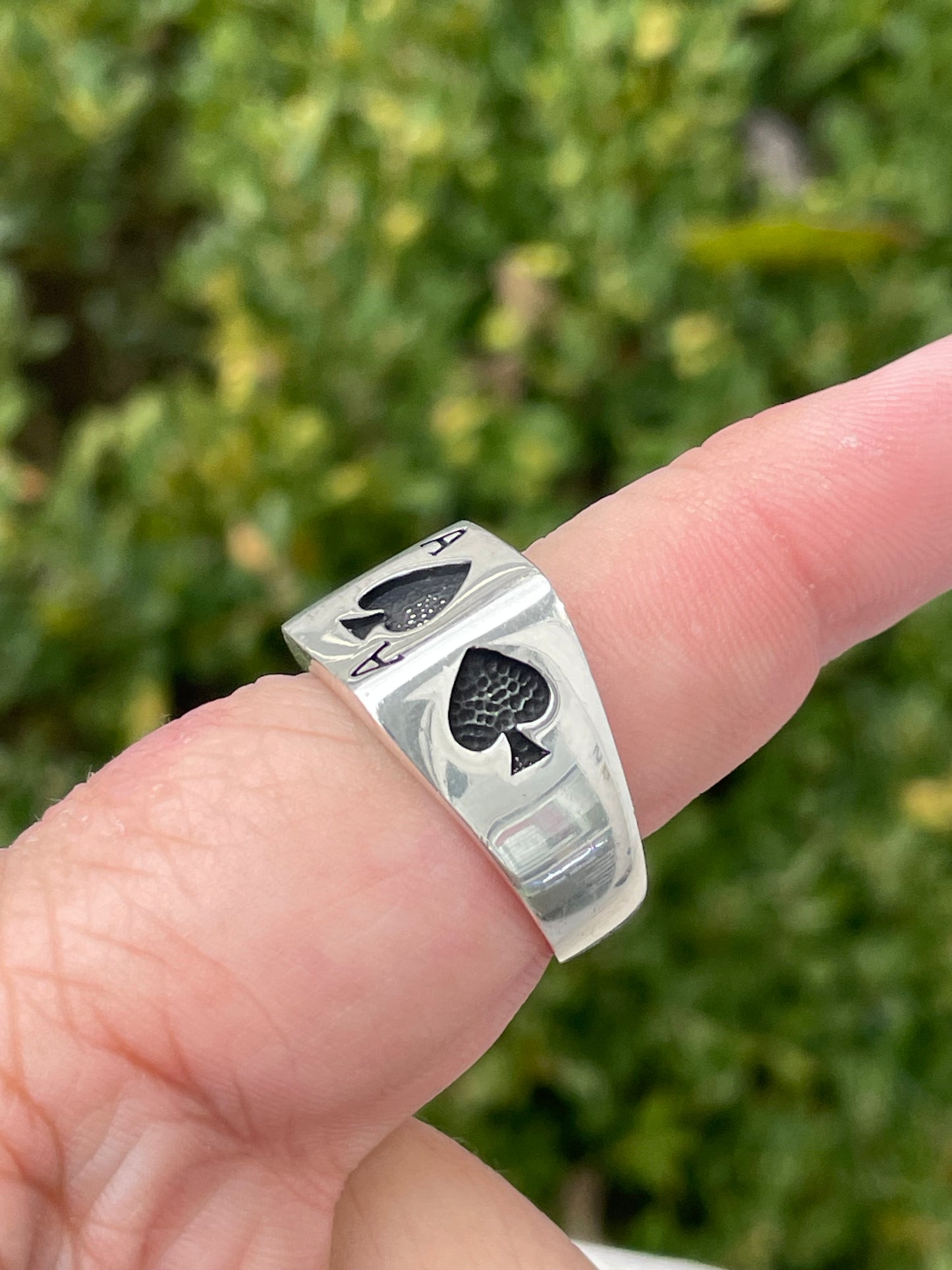 925 Sterling Silver Ace of Spades Signet Ring