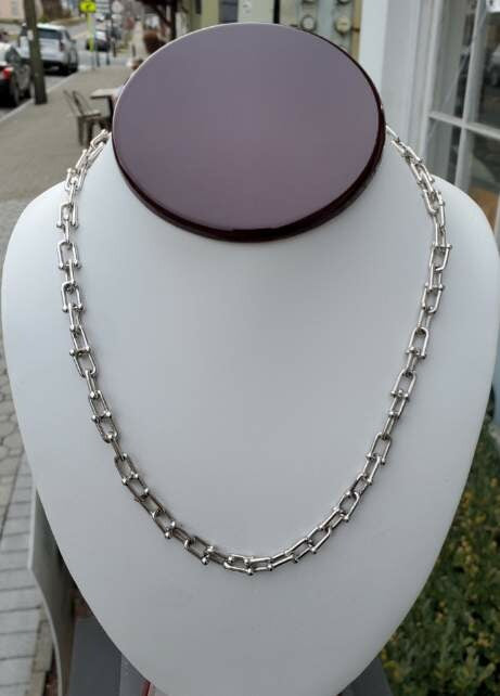 925 Sterling Silver Tiffany Style Paperclip Chain Necklace