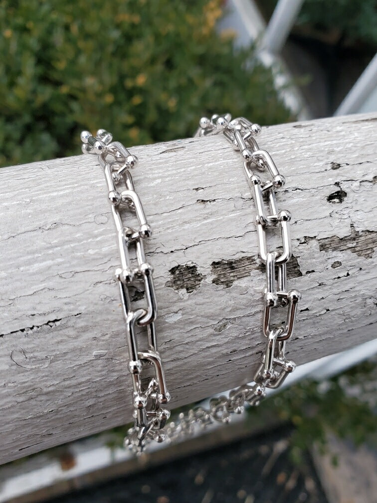 925 Sterling Silver Tiffany Style Paperclip Chain Necklace