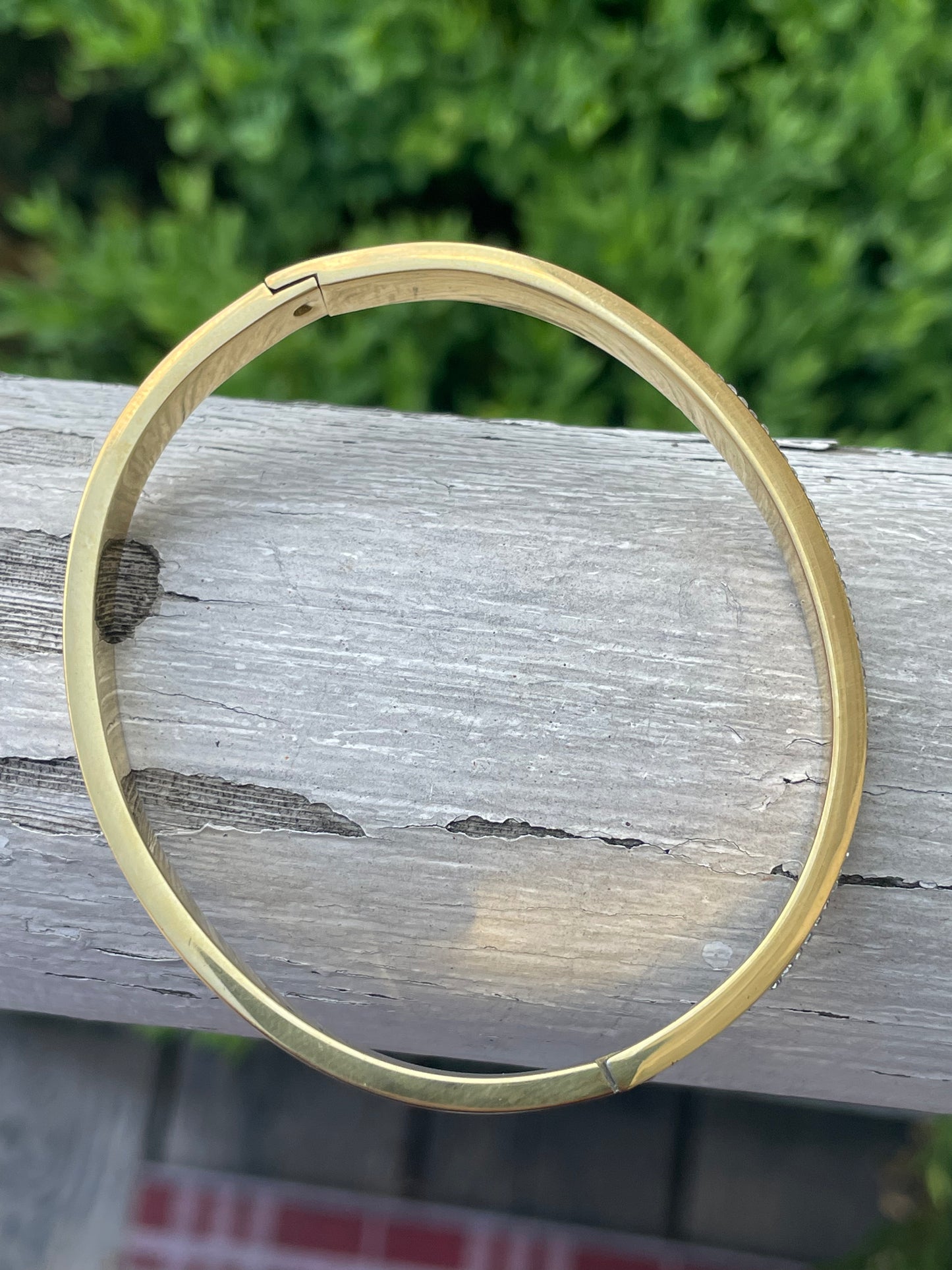 Stainless Steel Vermeil Sparkling Rhinestone Bangle Bracelet