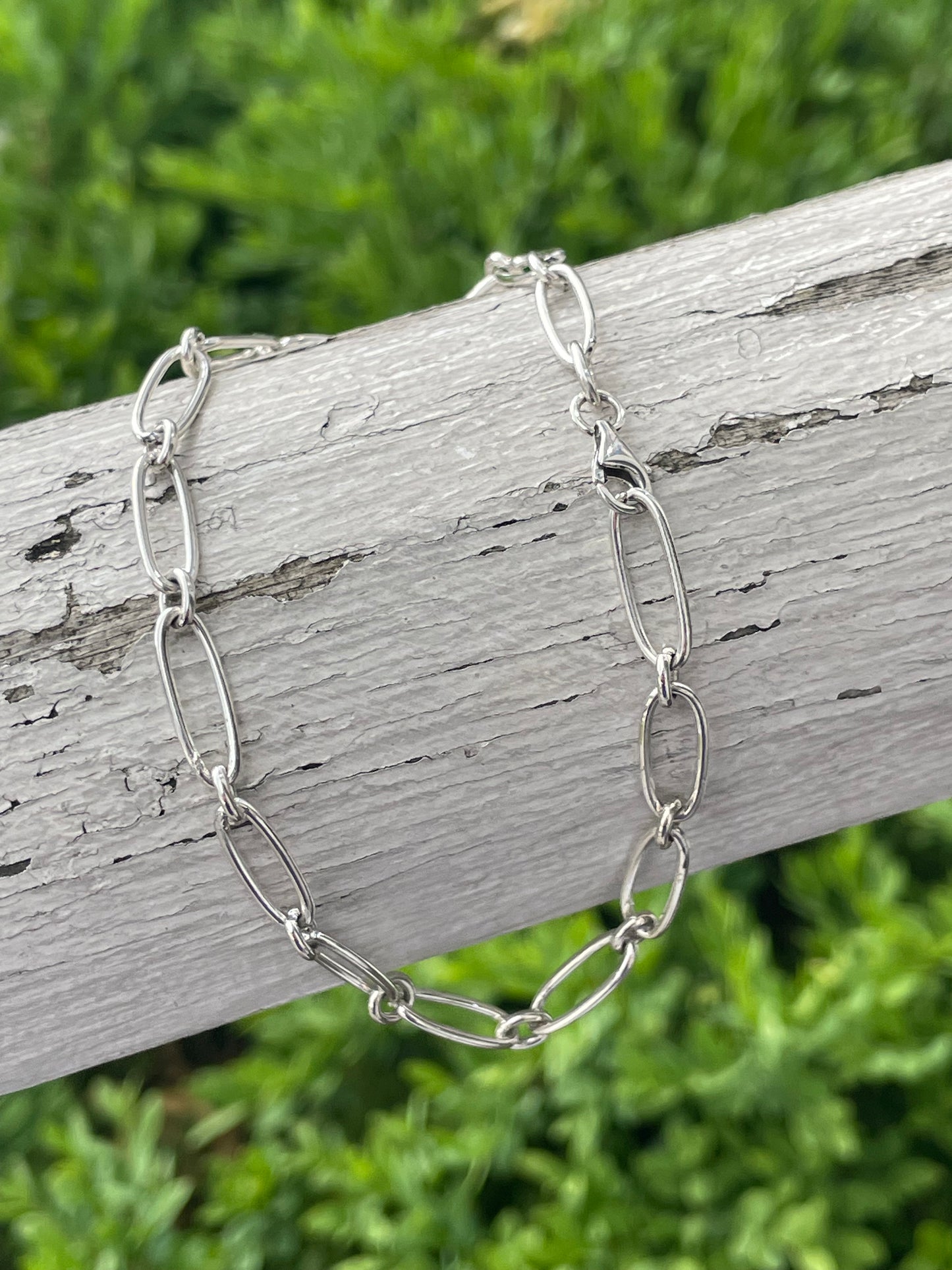 925 Sterling Silver Paperclip Anklet