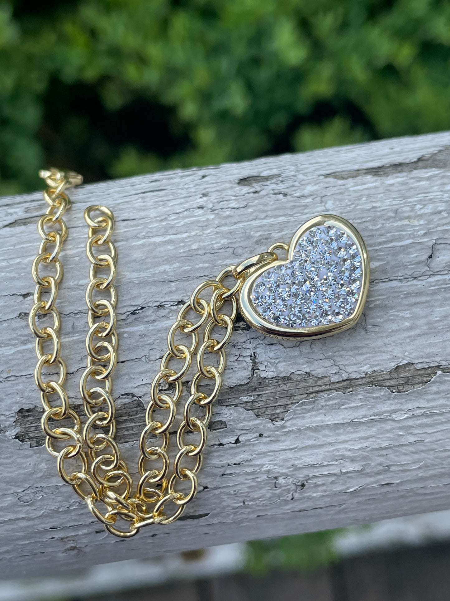 925 Sterling Silver Vermeil Sparkling Dangle Heart Bracelet