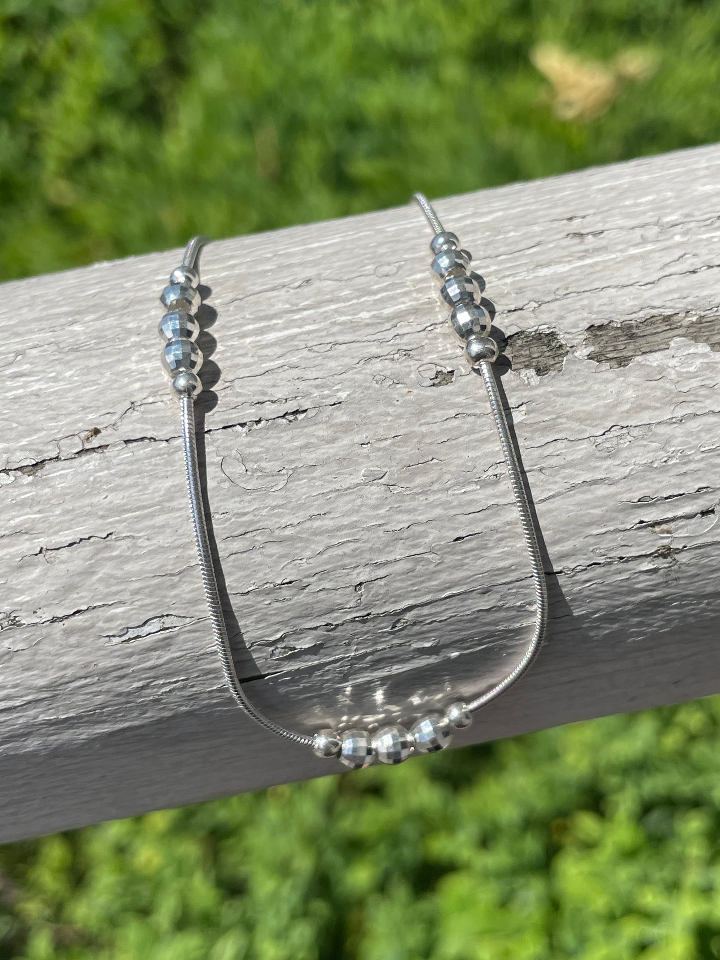 925 Sterling Silver Moonstone Anklet 10”