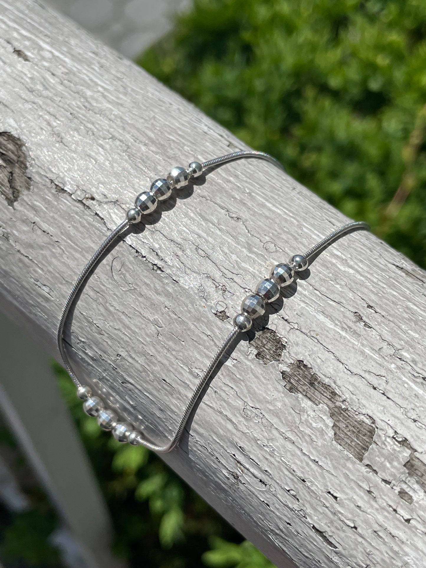 925 Sterling Silver Moonstone Anklet 10”
